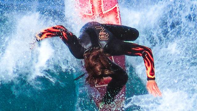 Matt Hoy on Iron Cross surfboard, 1993. Photo: Bosko