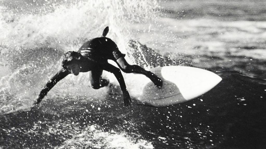 Michael Ho surfing in the prelims of the 1972 world championships, Oceanside. Photo by Jeff Divine