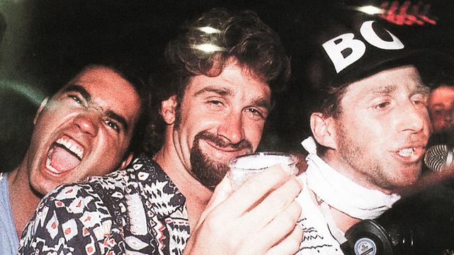 Barton Lynch, center, nightclubbing in France, 1990. Photo: Sonny Miller