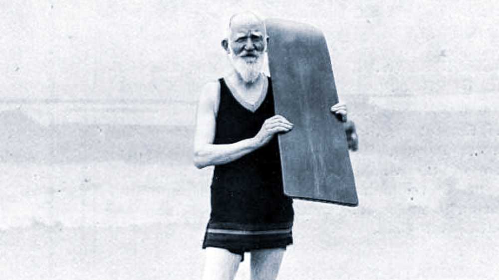 george bernard shaw surfing in muizenberg, cape town, south africa