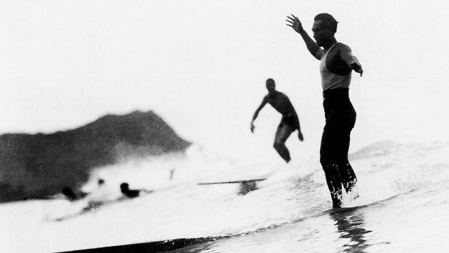 Duke Kahanamoku, Waikiki, 1930s. Photo: Tom Blake/SHCC