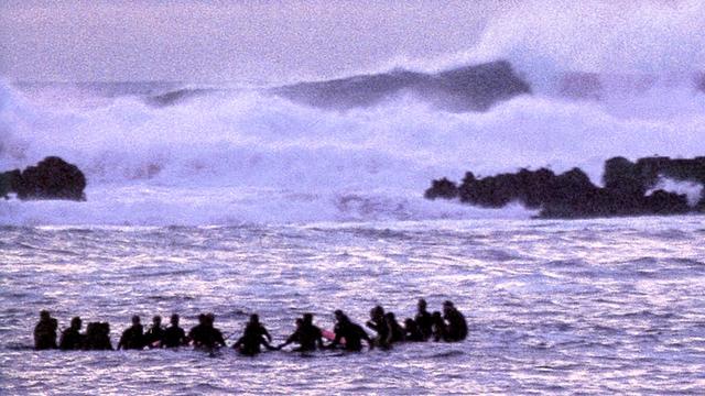 Mark Foo paddle-out memorial, 1995. Photo: Lawrence Beck