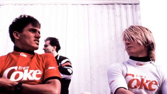 Kelly Slater (left) and Shane Herring, 1992 Coke finalists