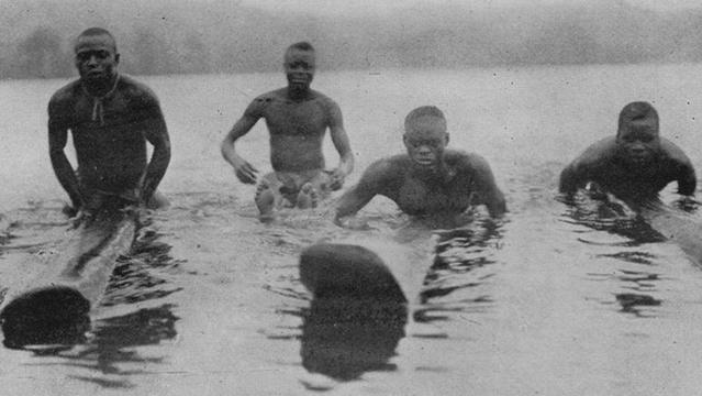 Fisherman on padua boards; Lake Bosumtwi, Ghana, 1921. Photo: Robert Rattray