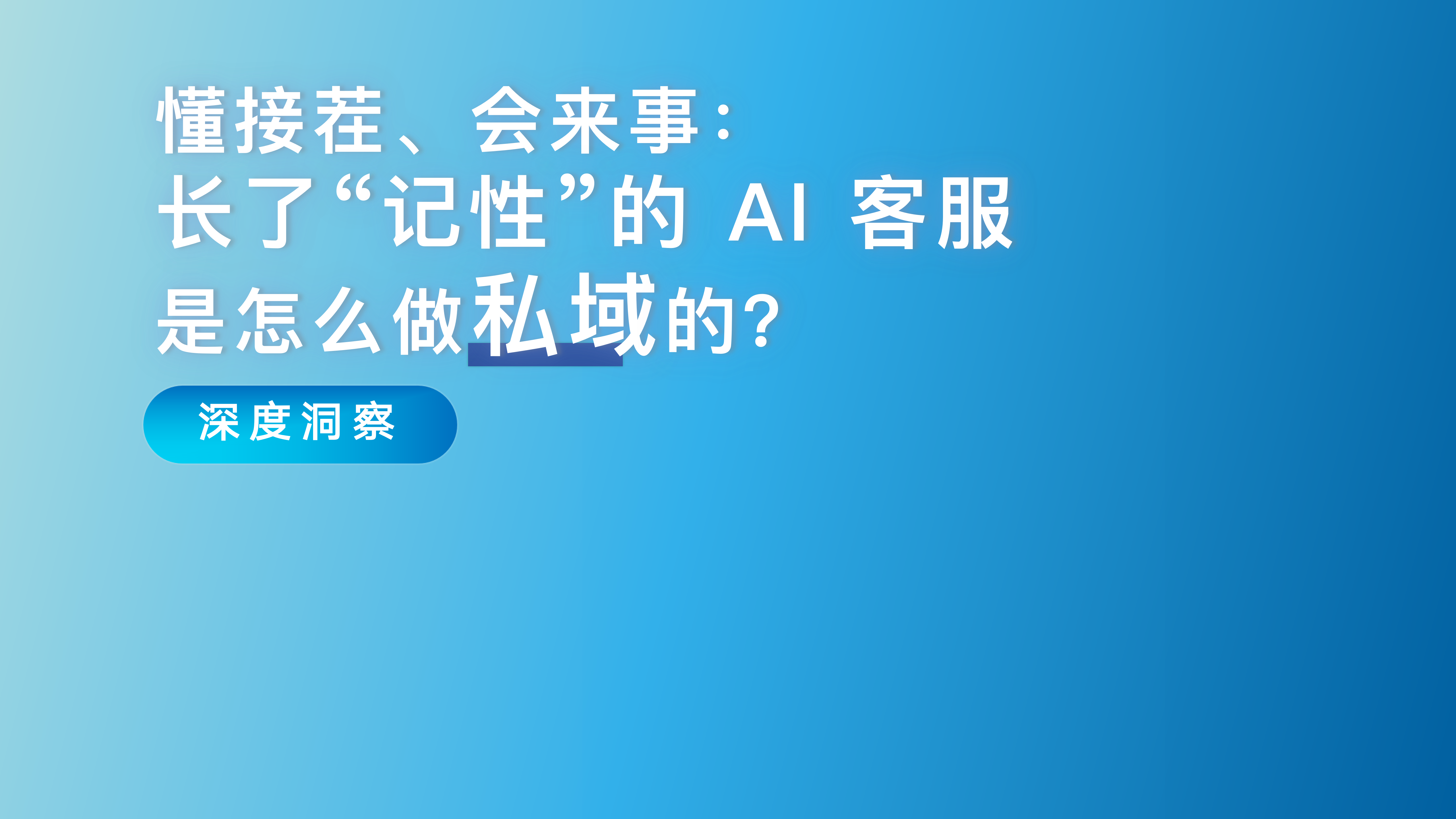 懂接茬、会来事:长了“记性”的AI客服是怎么做私域的?