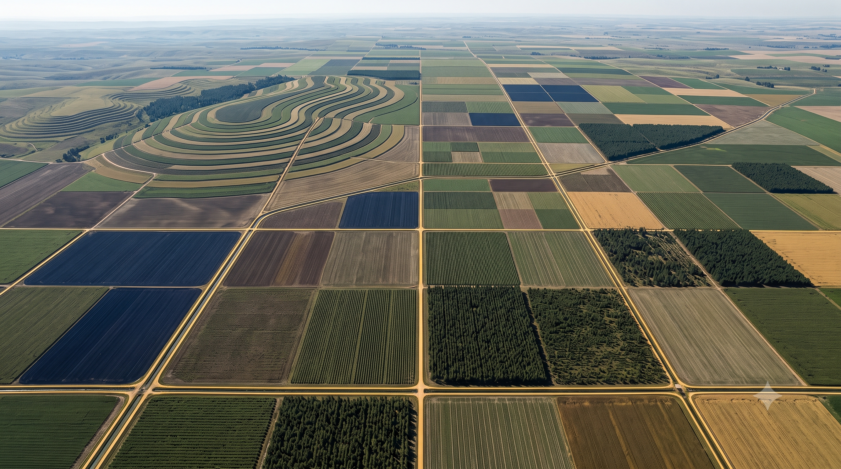 Aerial view of cultivated farmland