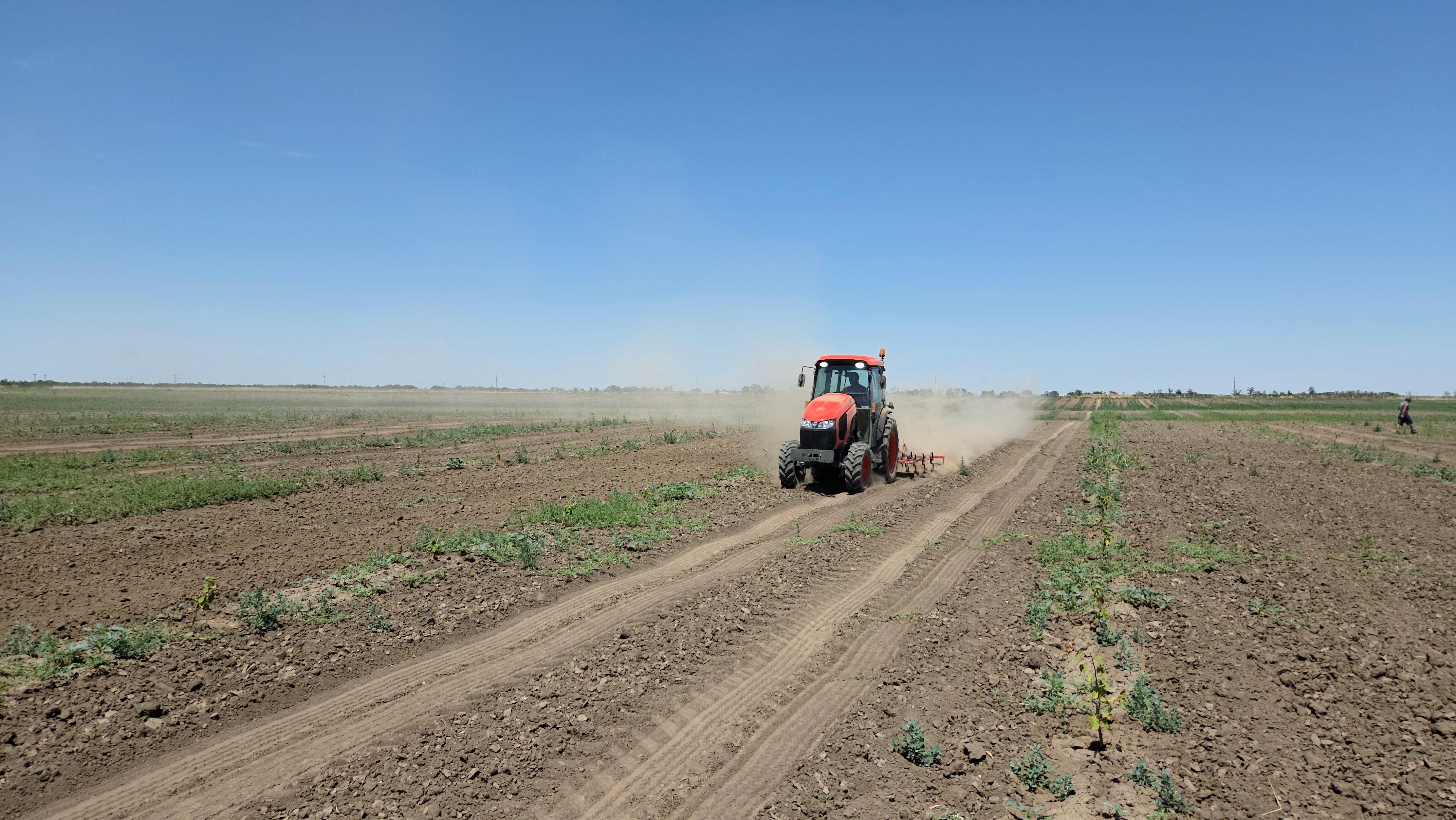 Tractor working the fields