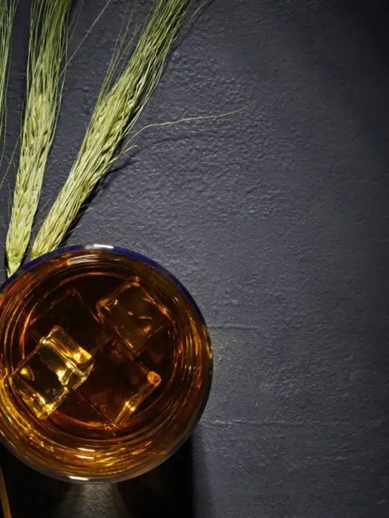 Bourbon on ice with barley
