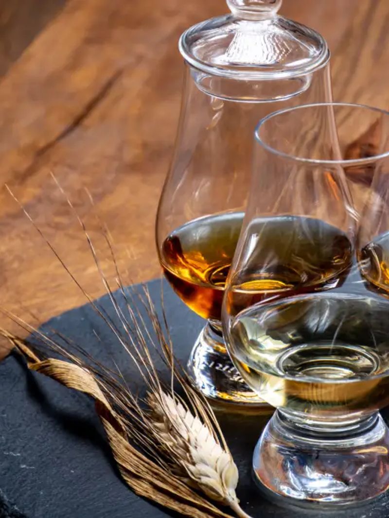 Whiskey glass and grain