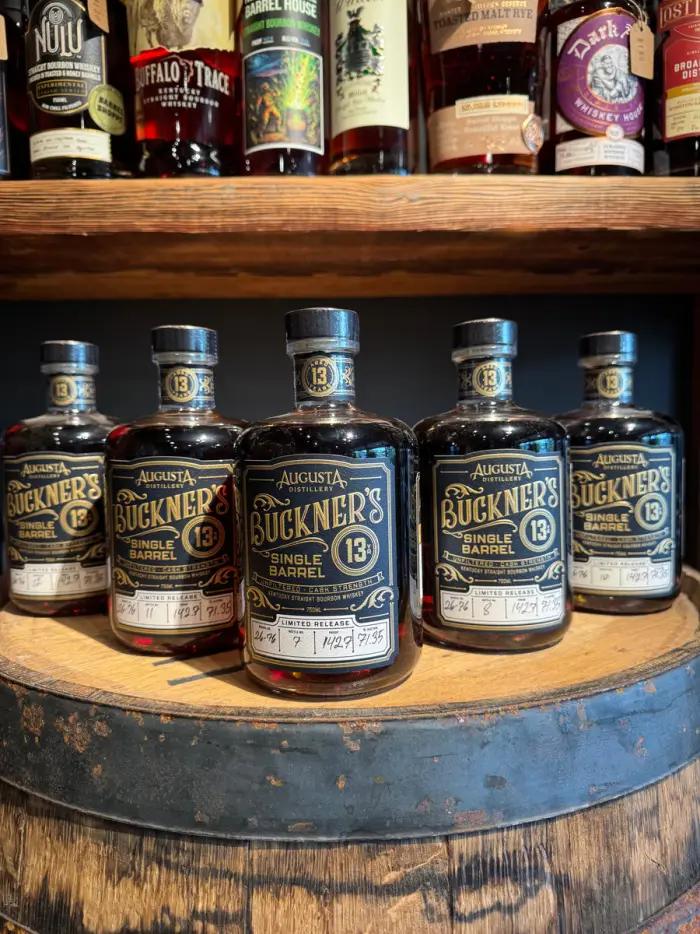 Barrels resting in a rickhouse