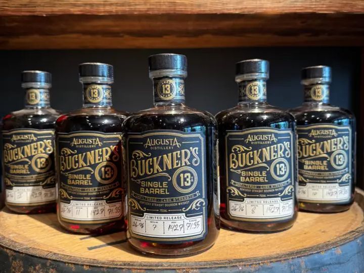 Barrels resting in a rickhouse