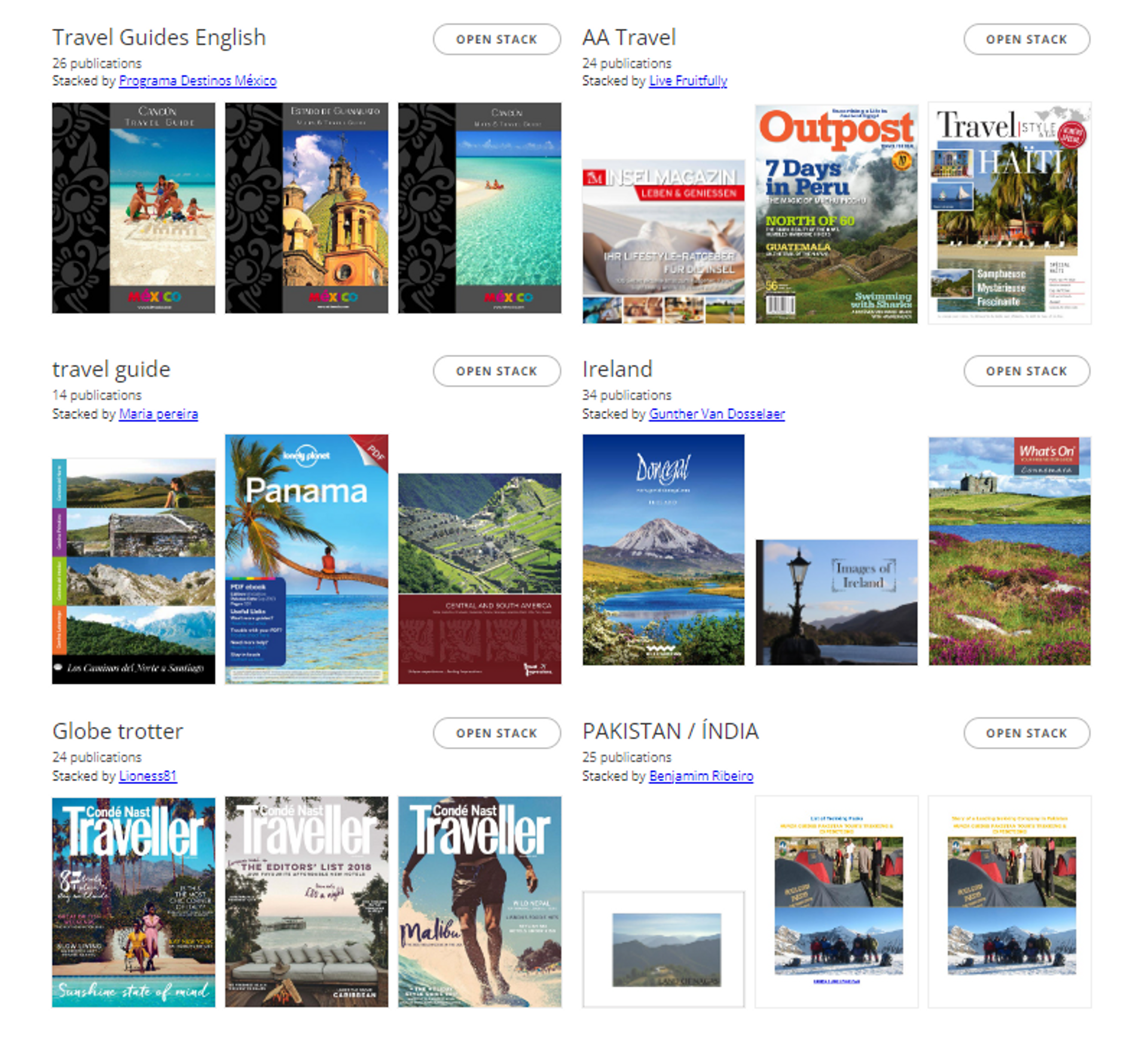 PDF travel guide stacks on Issuu