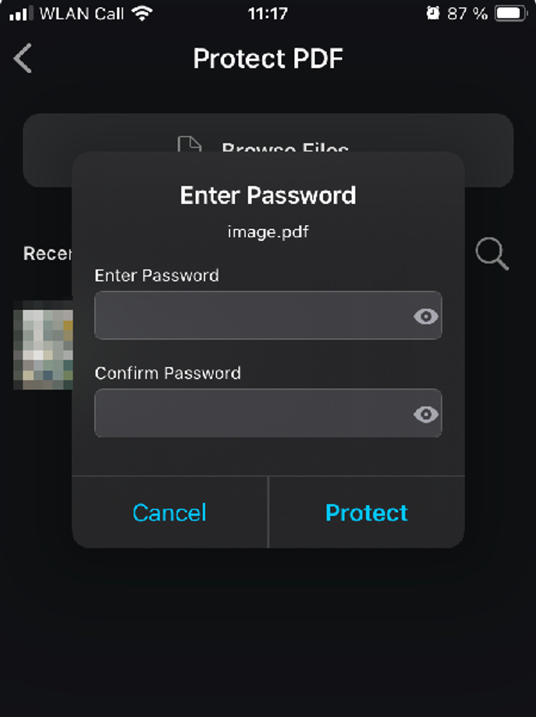 Adding a password to PDF on iPhone using Xodo