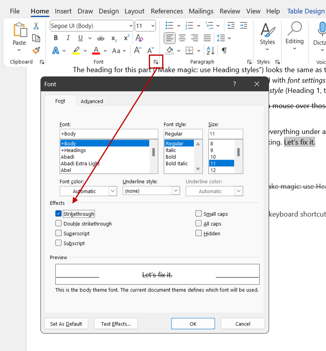 How to Strikethrough Text in Word