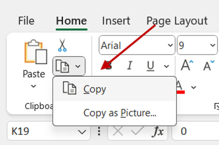 Copying Excel table to Word