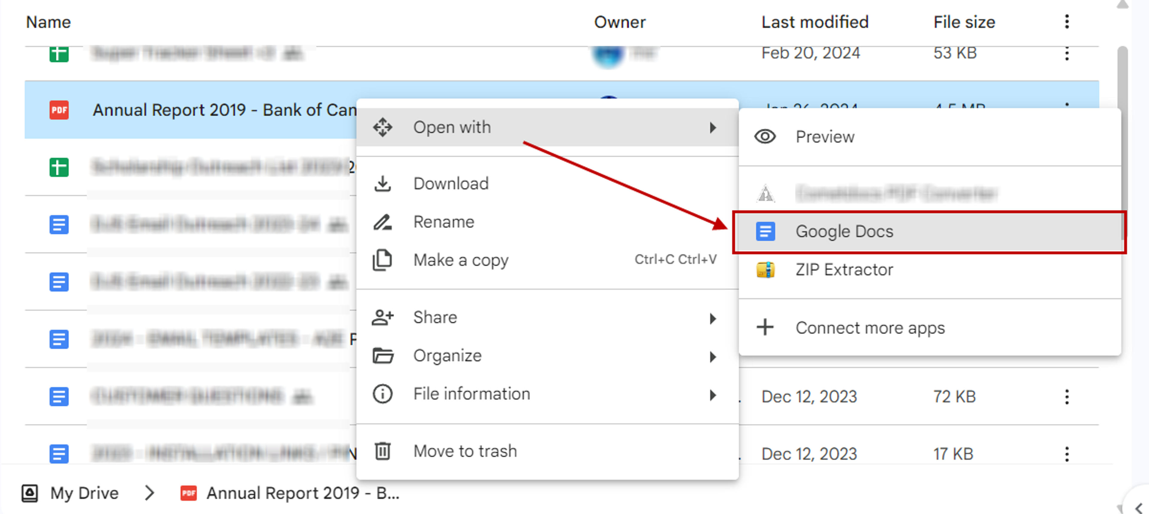 Opening a PDF to editable Google Doc 