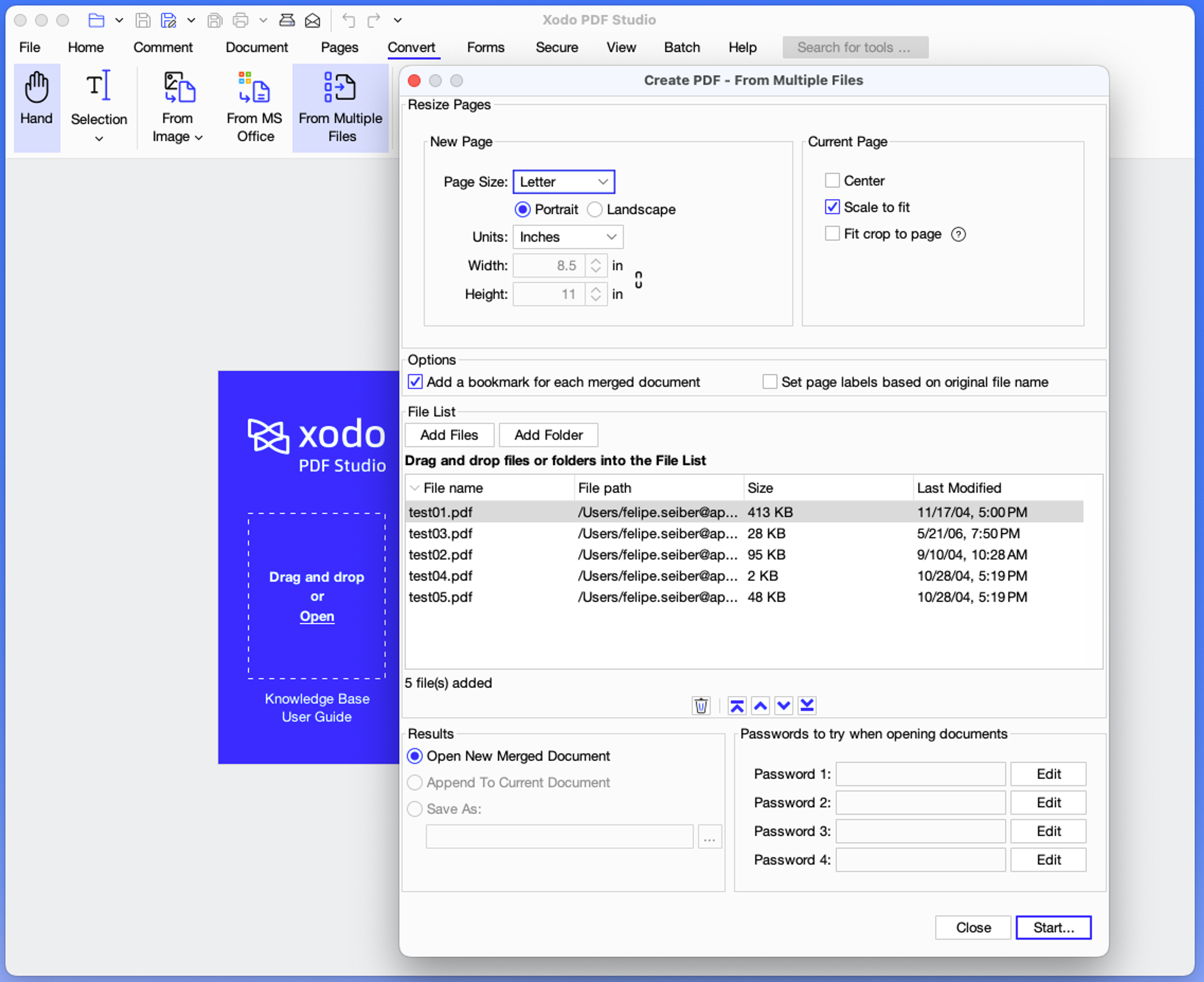 Combine PDF files offline on Mac using Xodo PDF Studio