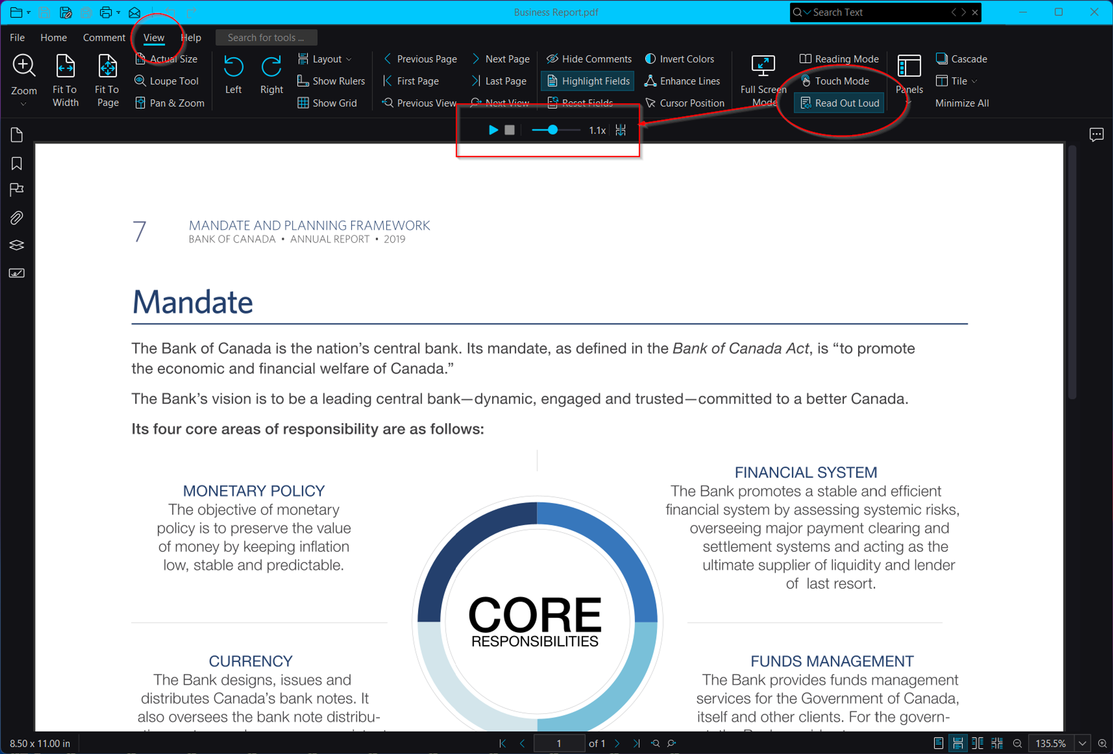 Steps to read a PDF file aloud using the free Xodo PDF Reader 