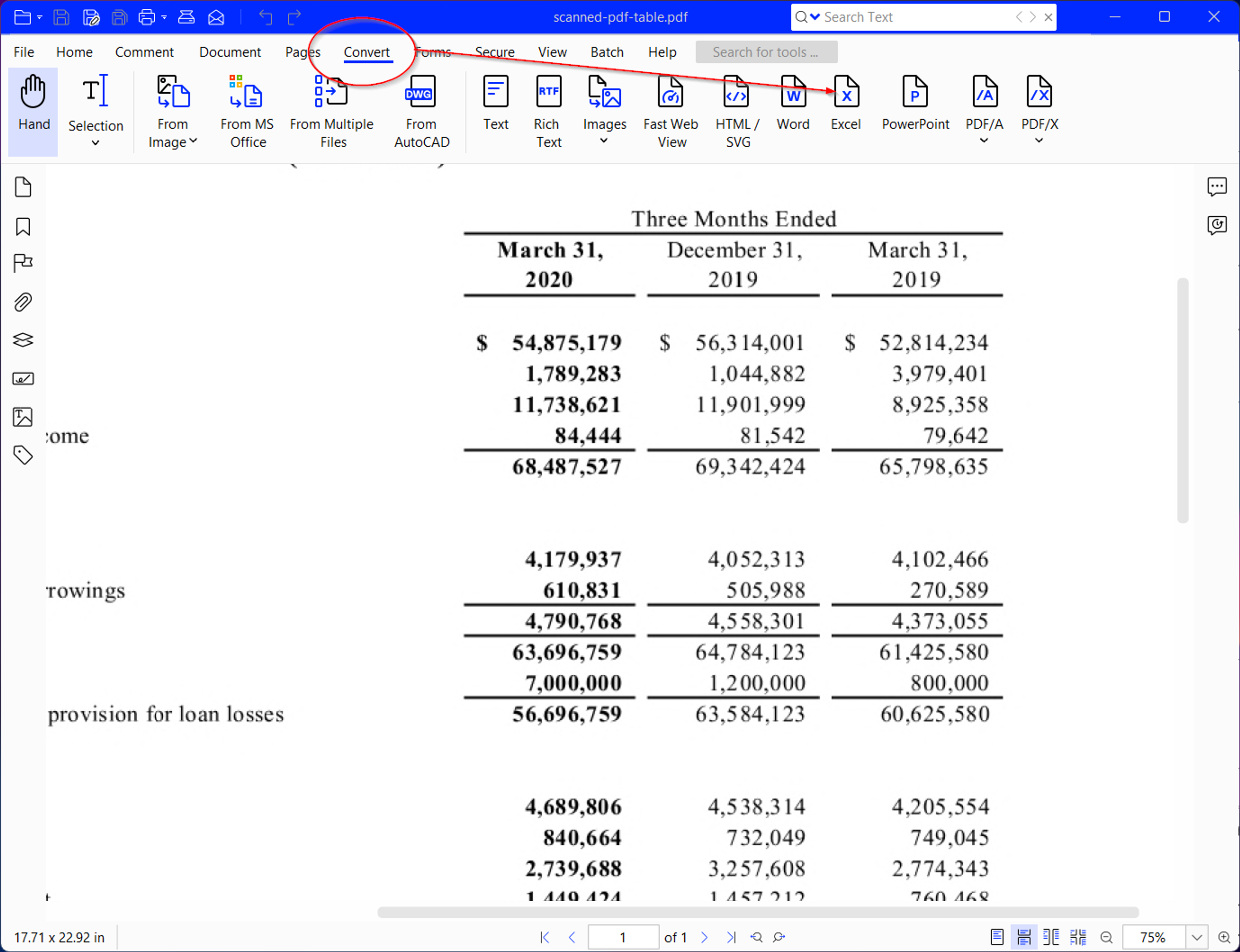 Steps to convert a scanned PDF into fully editable Excel spreadsheet