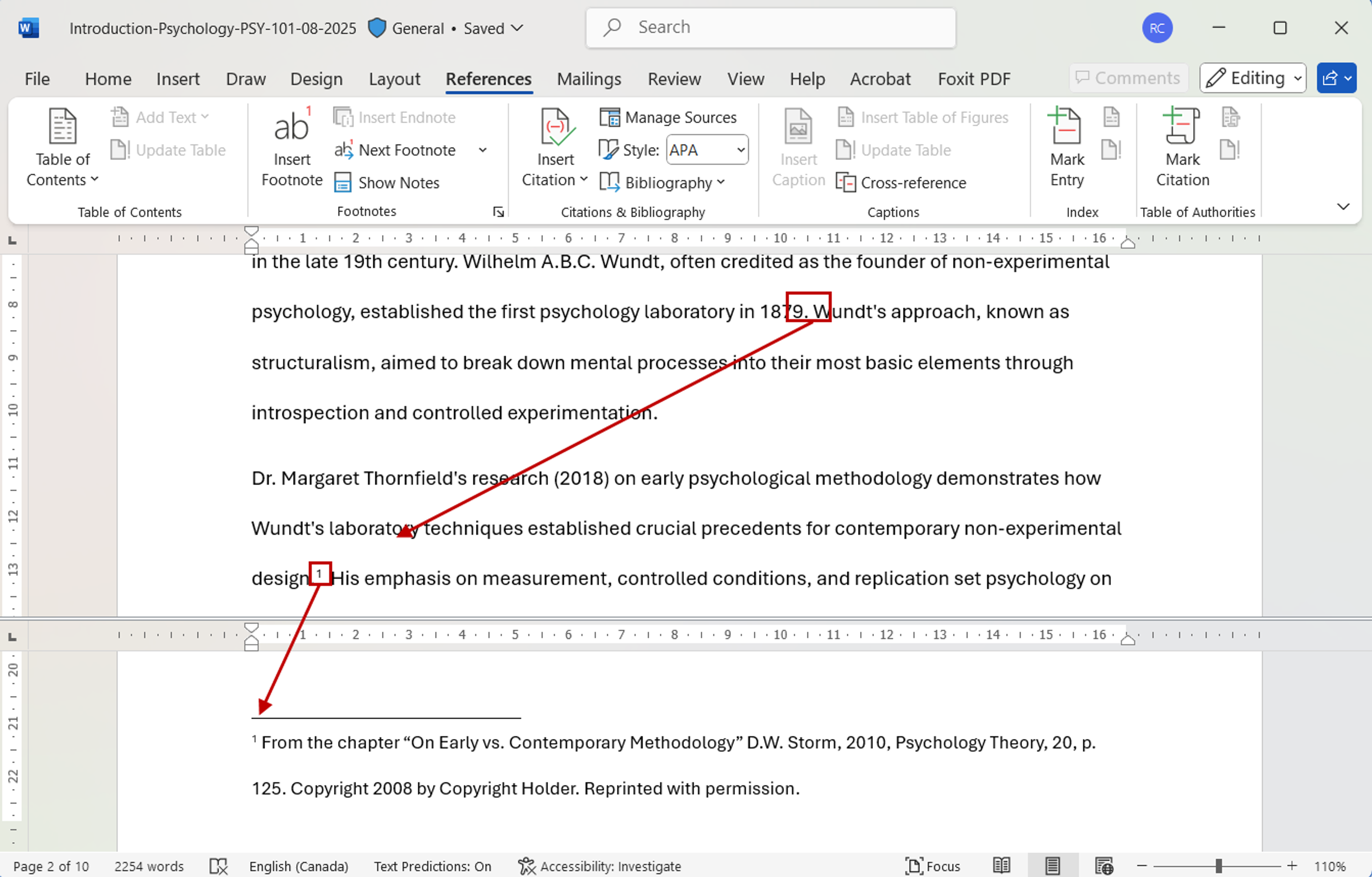 Steps to delete footnote in Microsoft Word
