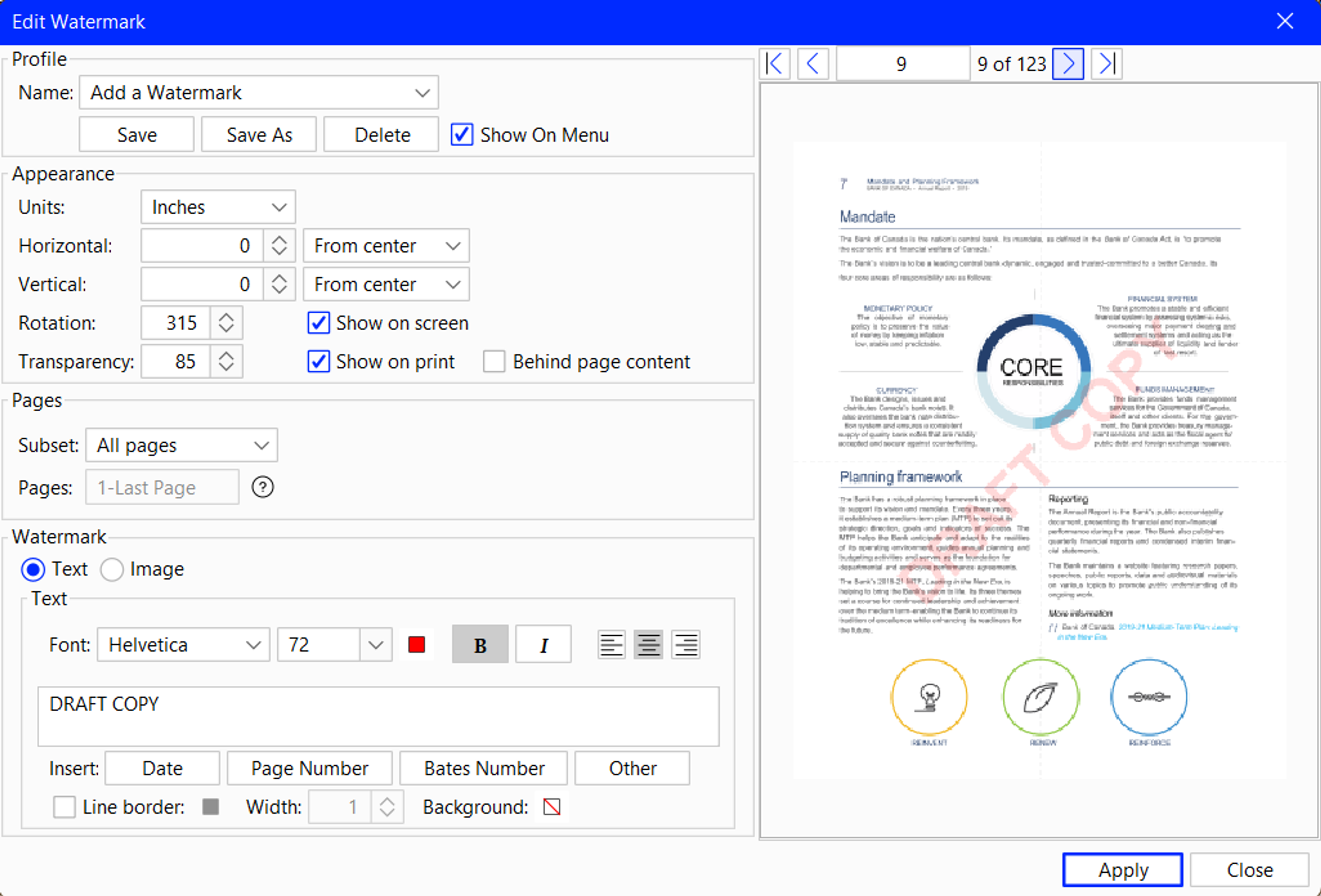 Editing PDF watermark with Xodo PDF Studio