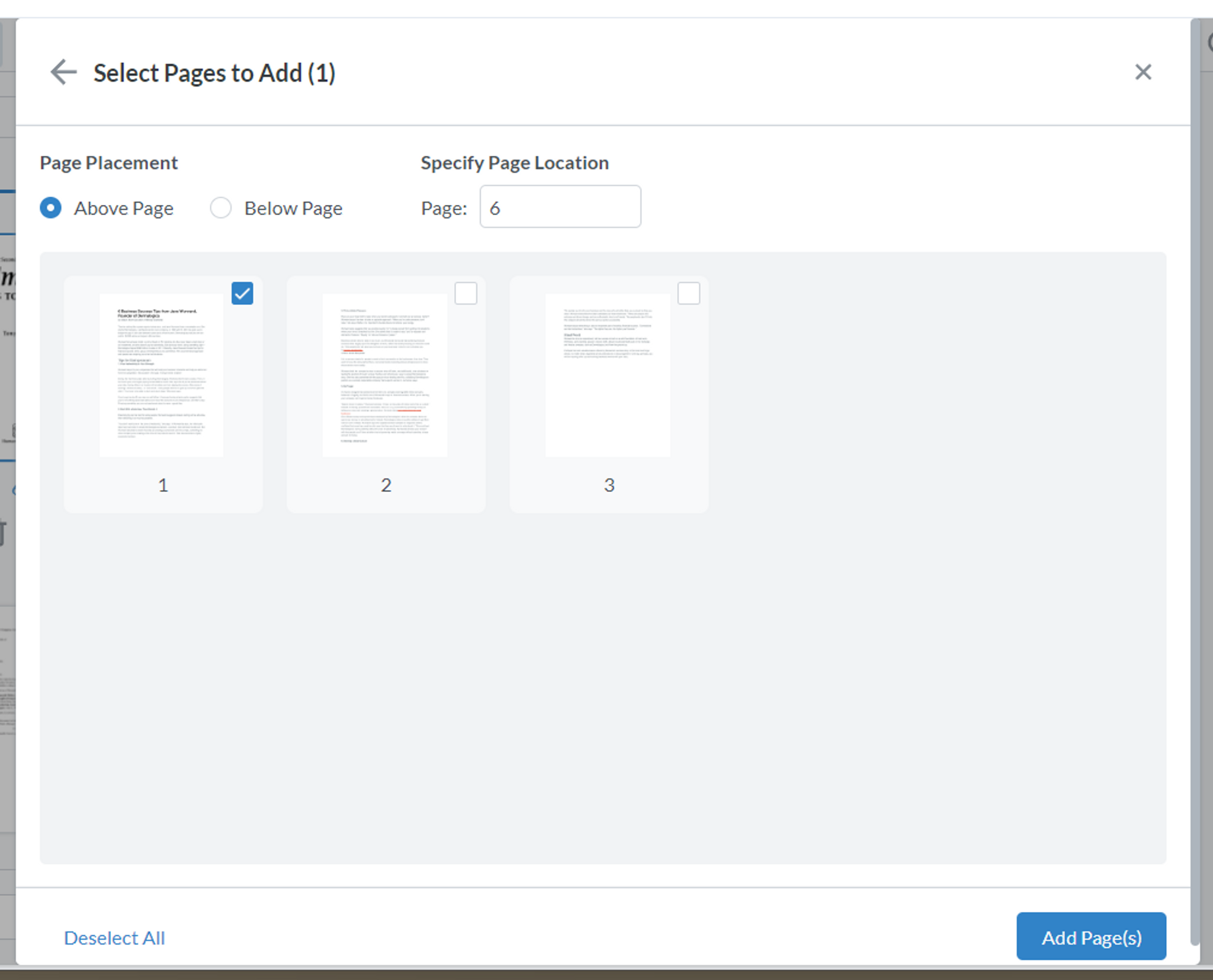 Add a page to your PDF online