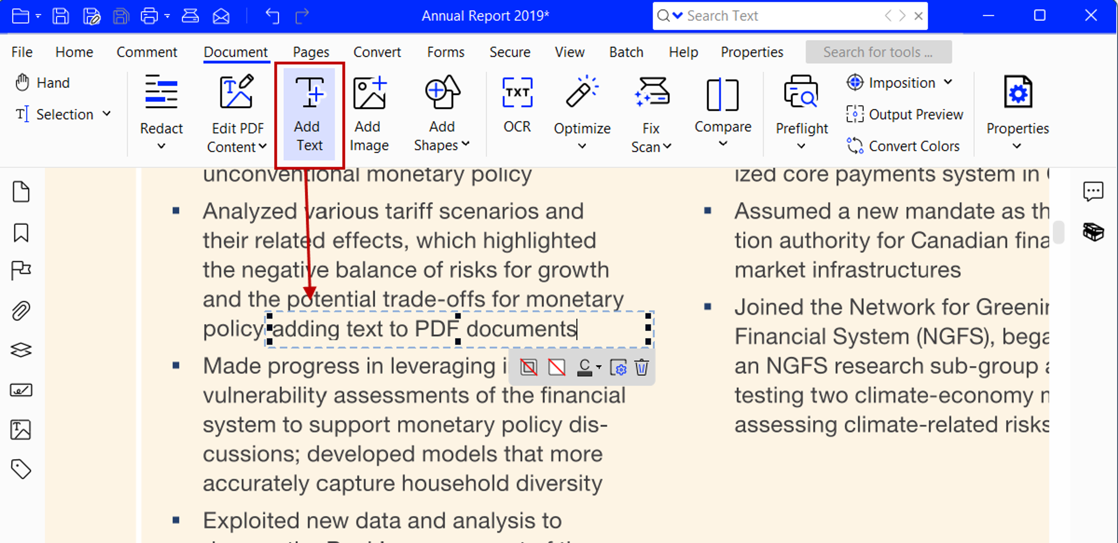 Adding text to PDF 