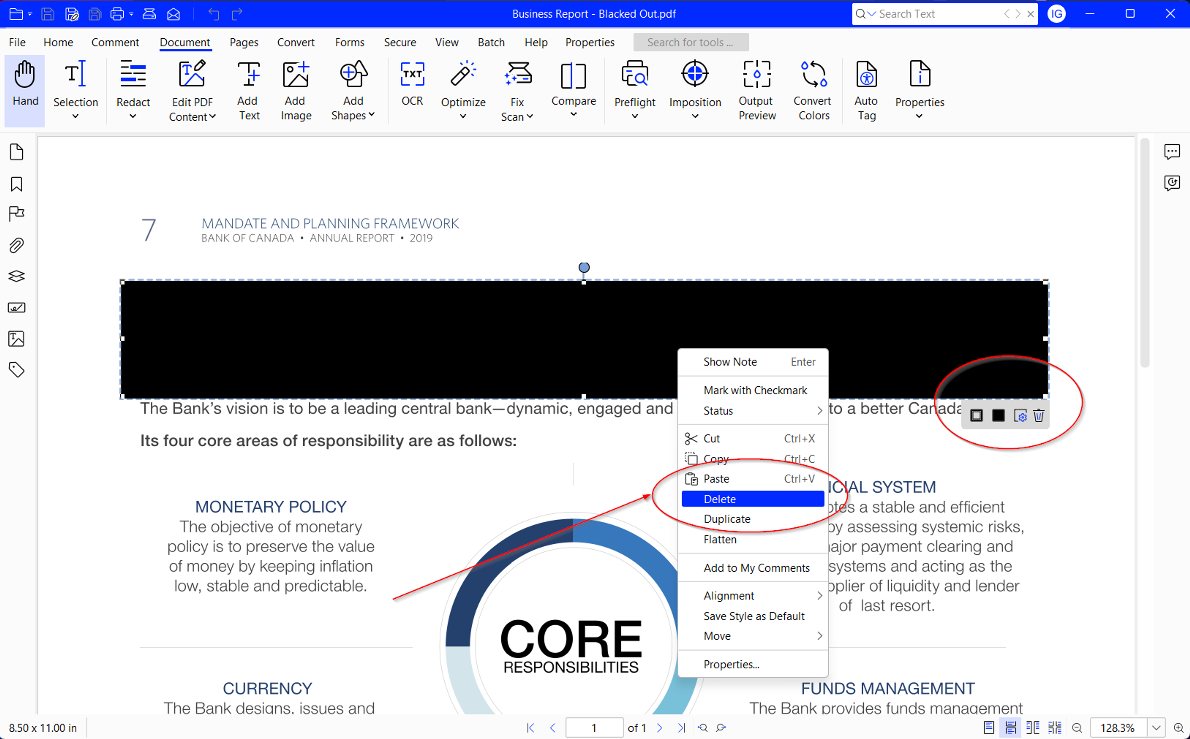 Steps to unredact a PDF file using Xodo PDF Studio software