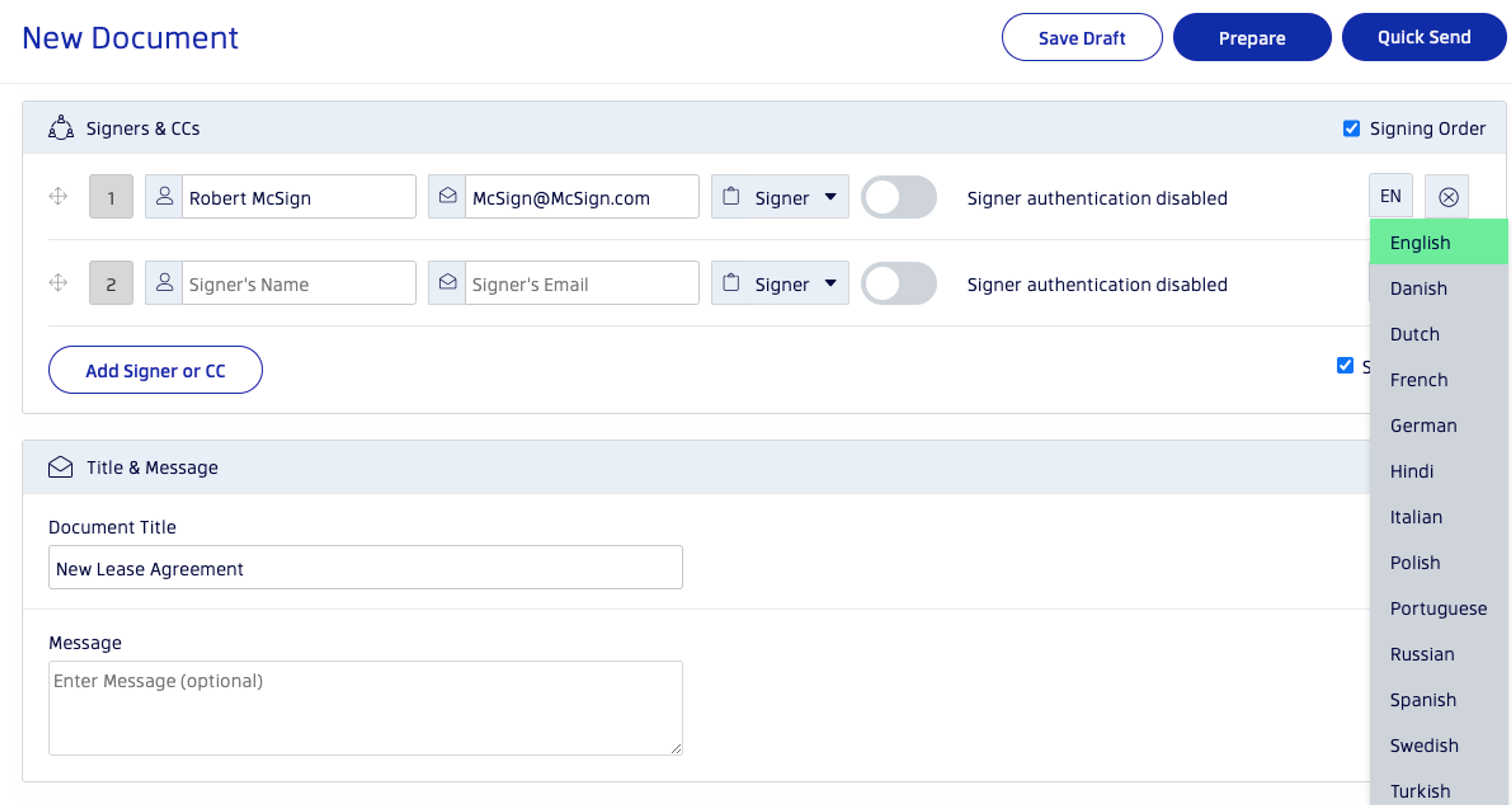 Making a PDF signable with Xodo Sign 