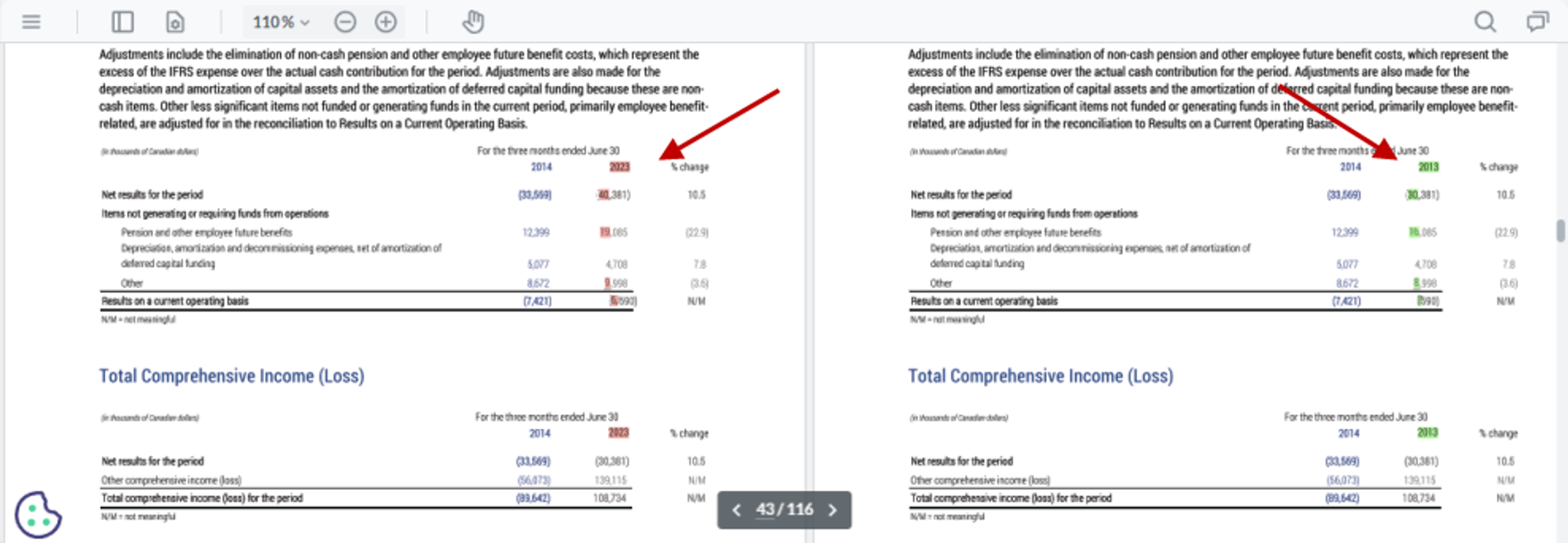 Text differences highlighted in Xodo’s Text Compare tool