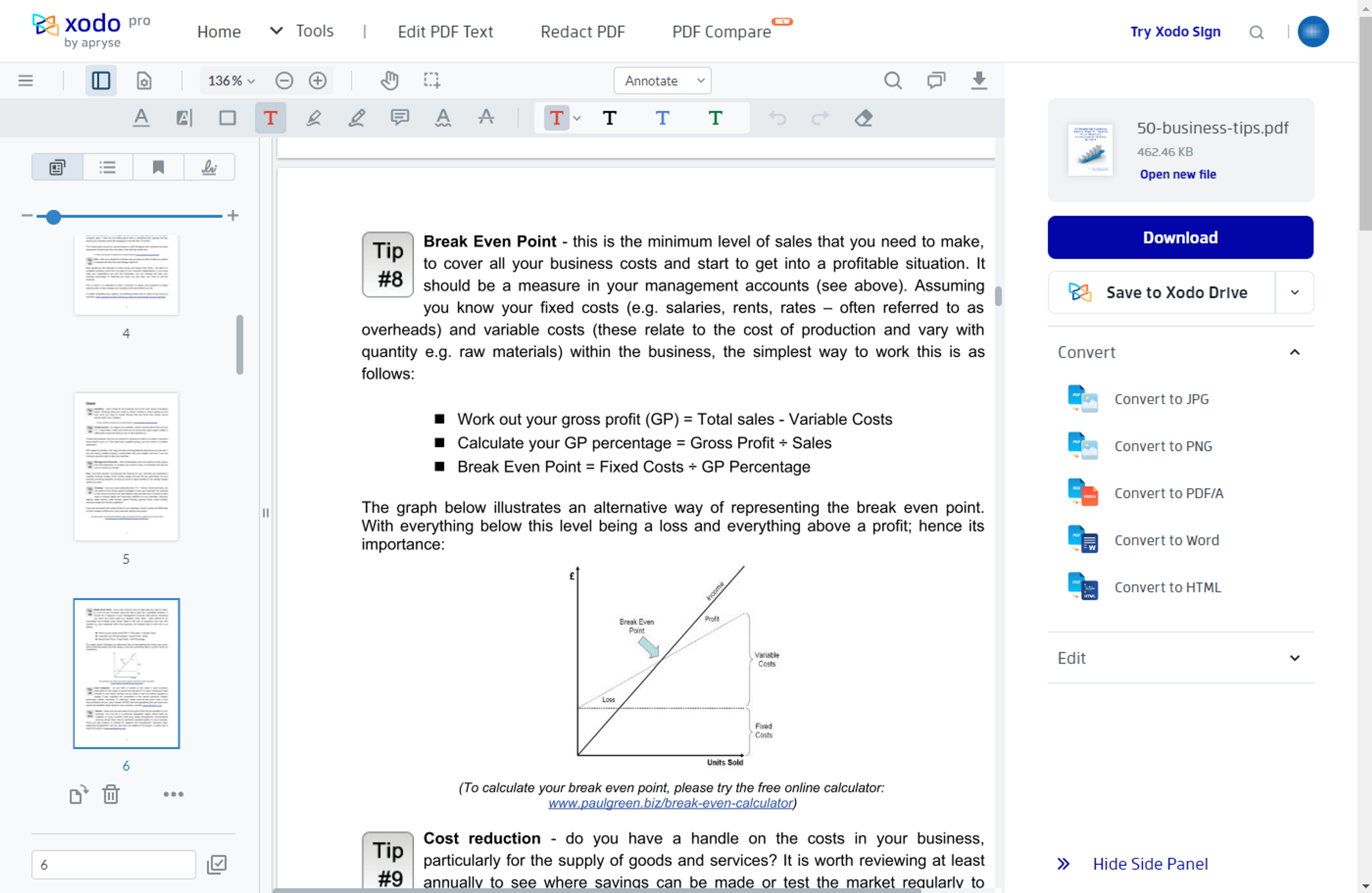 A PDF document opened for annotation in Xodo’s online PDF Reader 