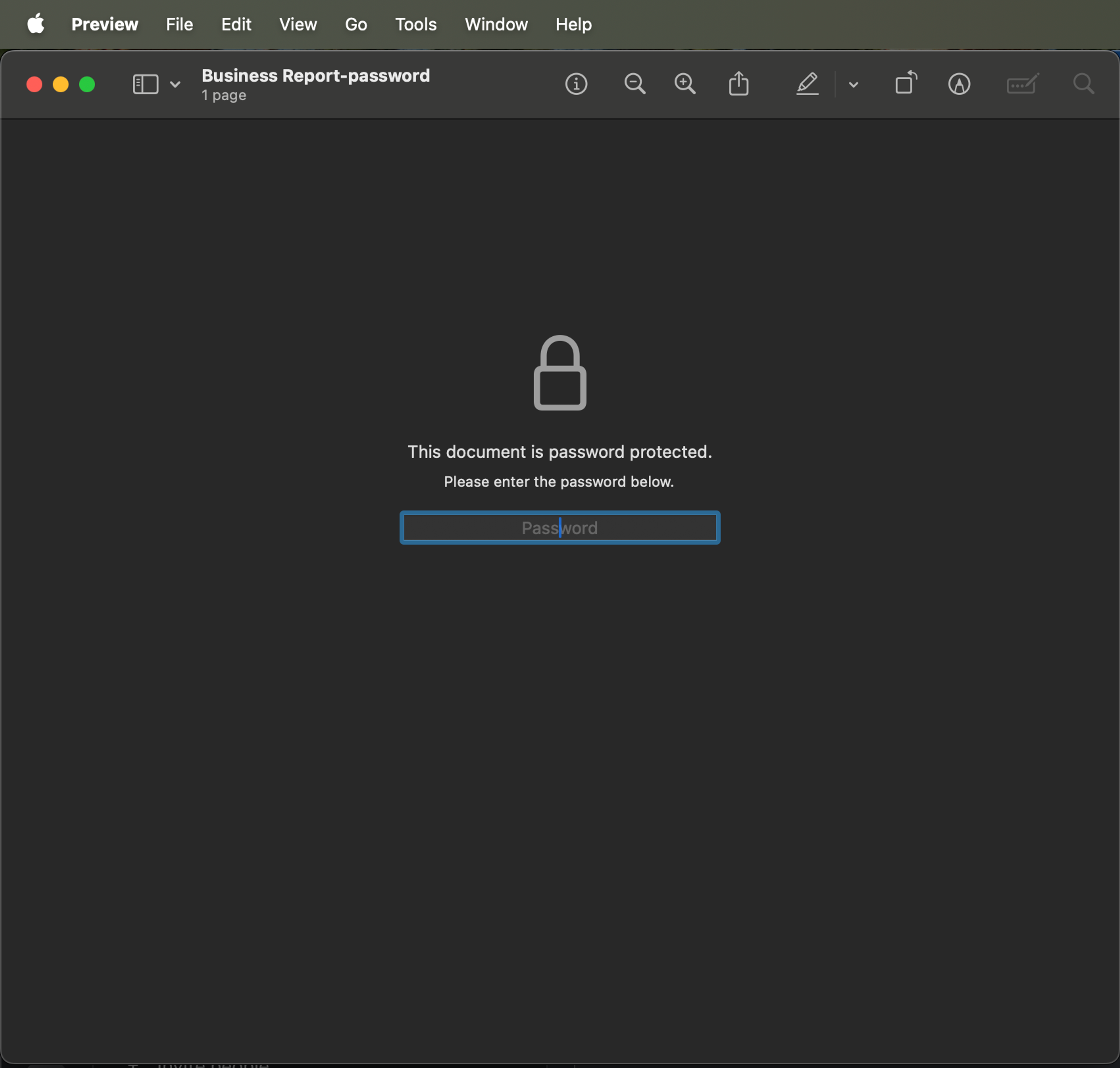 Steps to open a password protected PDF in Preview on Mac