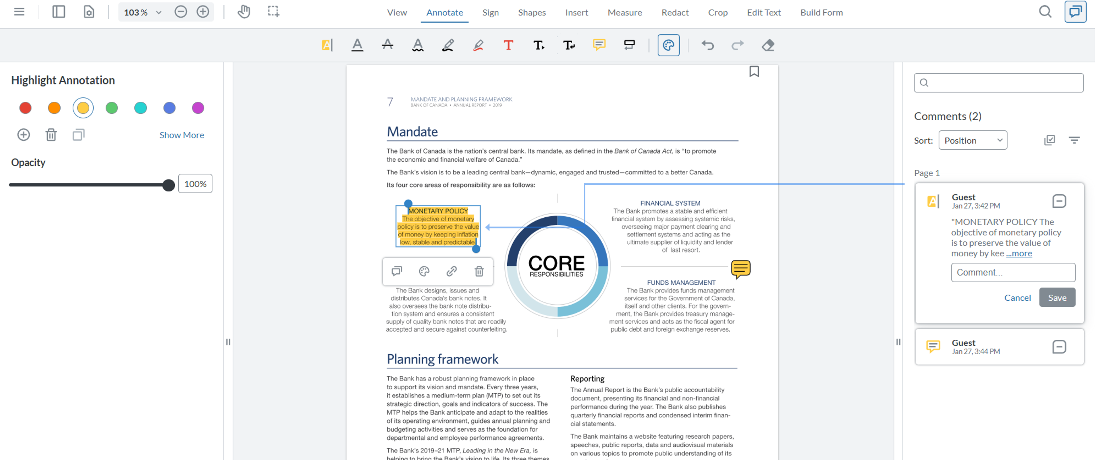 Customizing highlights in PDF using Xodo online tool