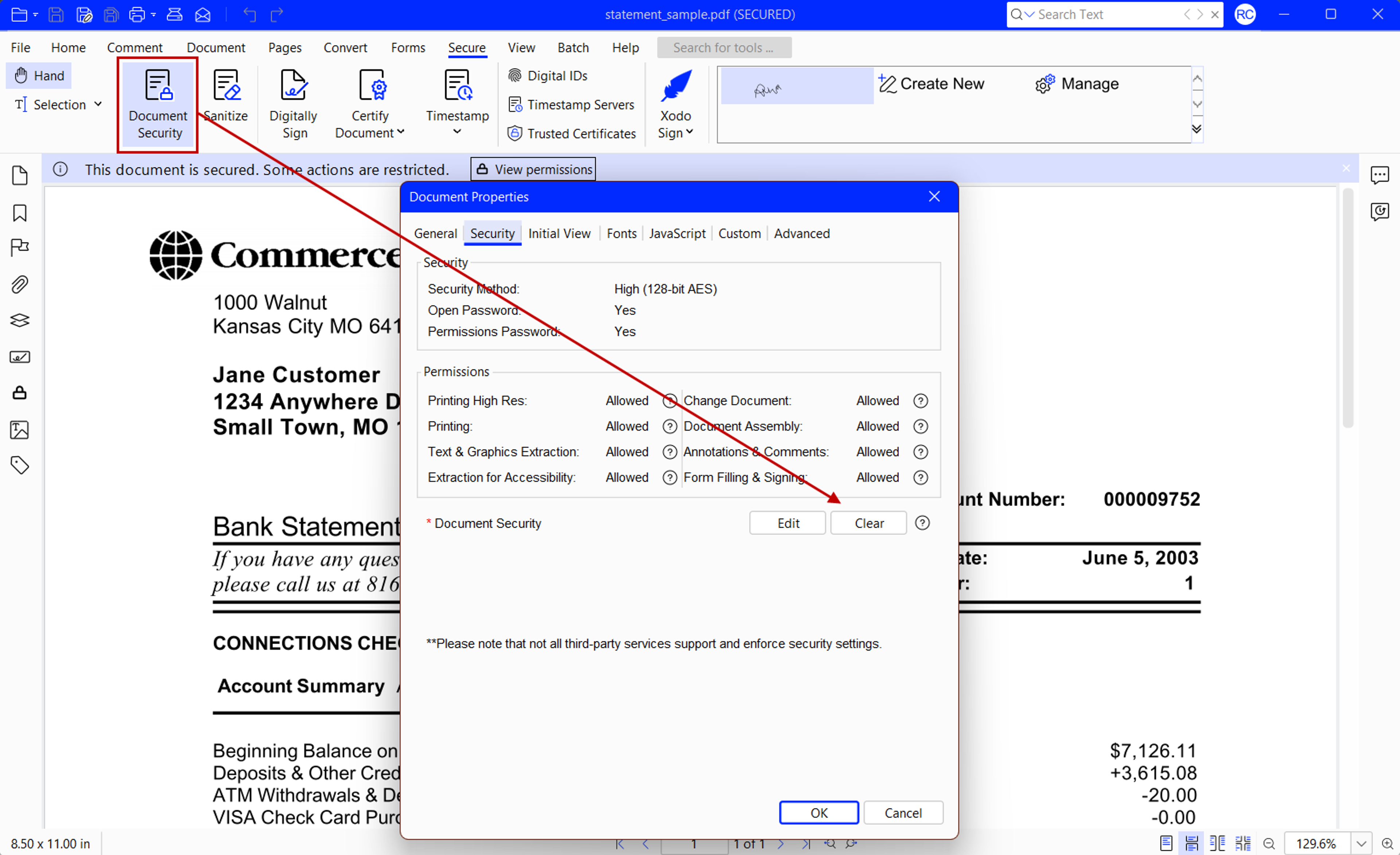 Steps for unlocking PDF bank statements with Xodo PDF Studio