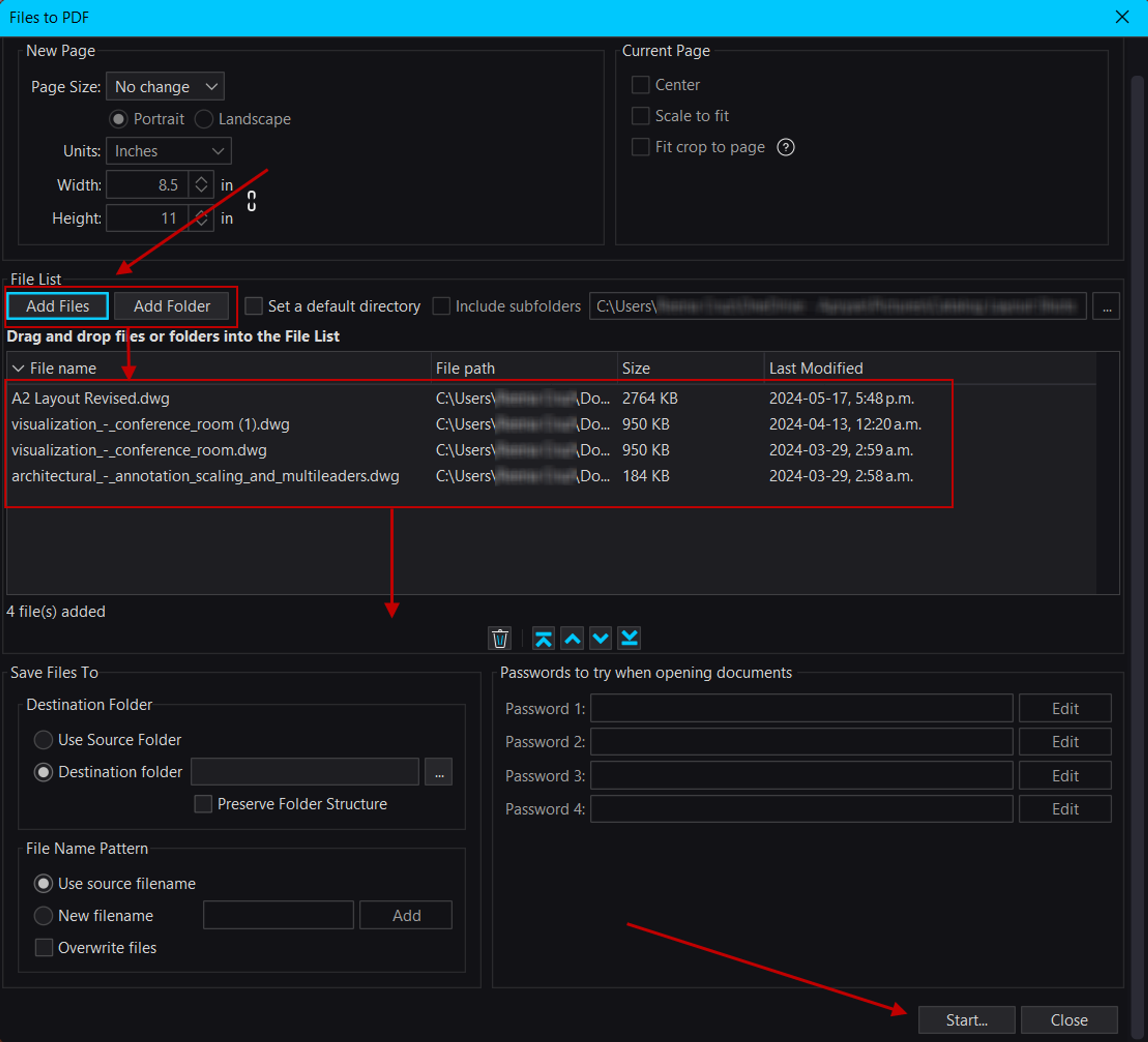 Batch converting multiple DWG files to PDF