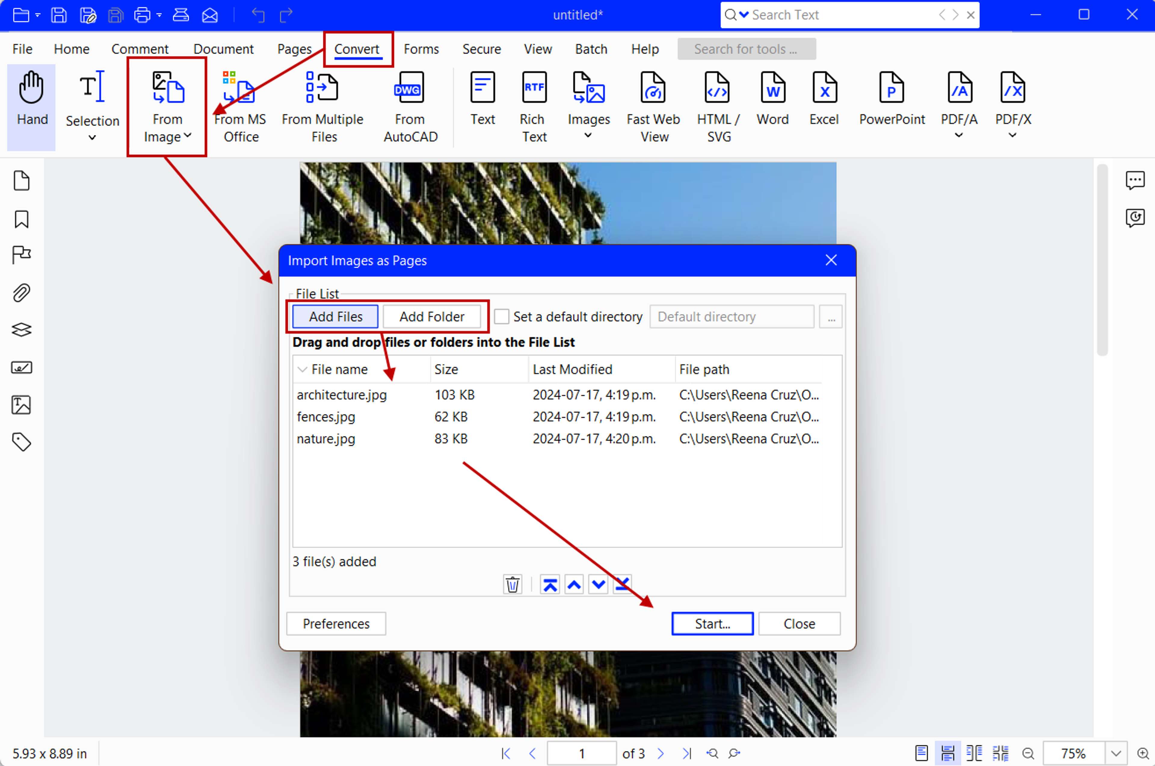 Merging JPG into PDF on desktop using Xodo PDF Studio