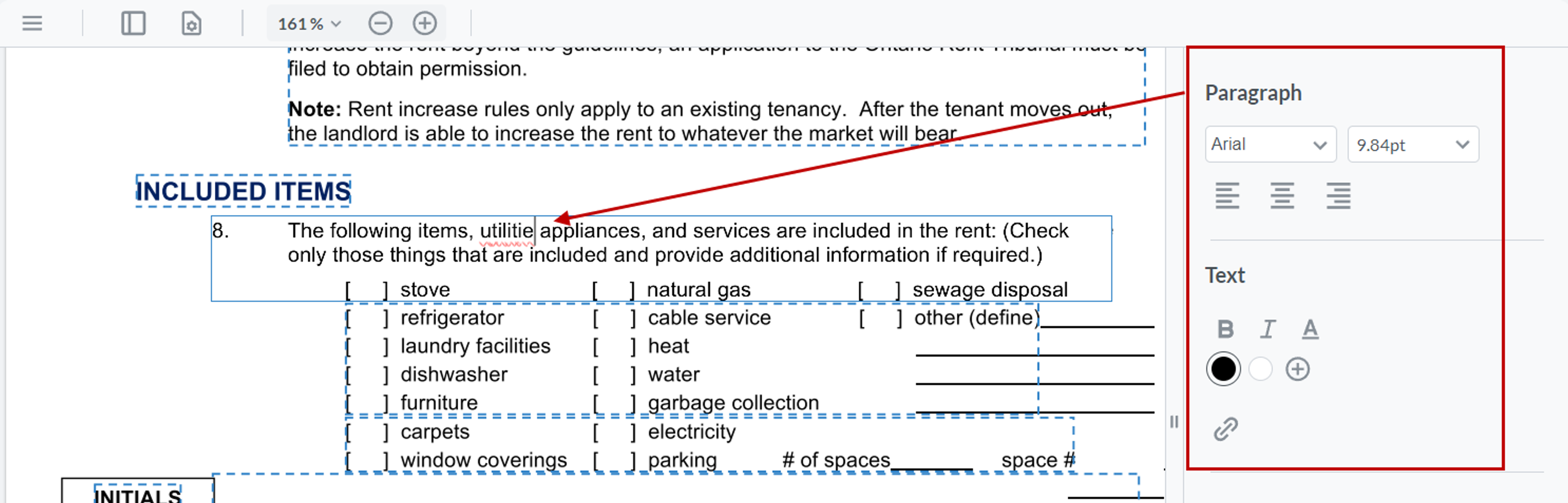 Editing PDF apartment lease agreements