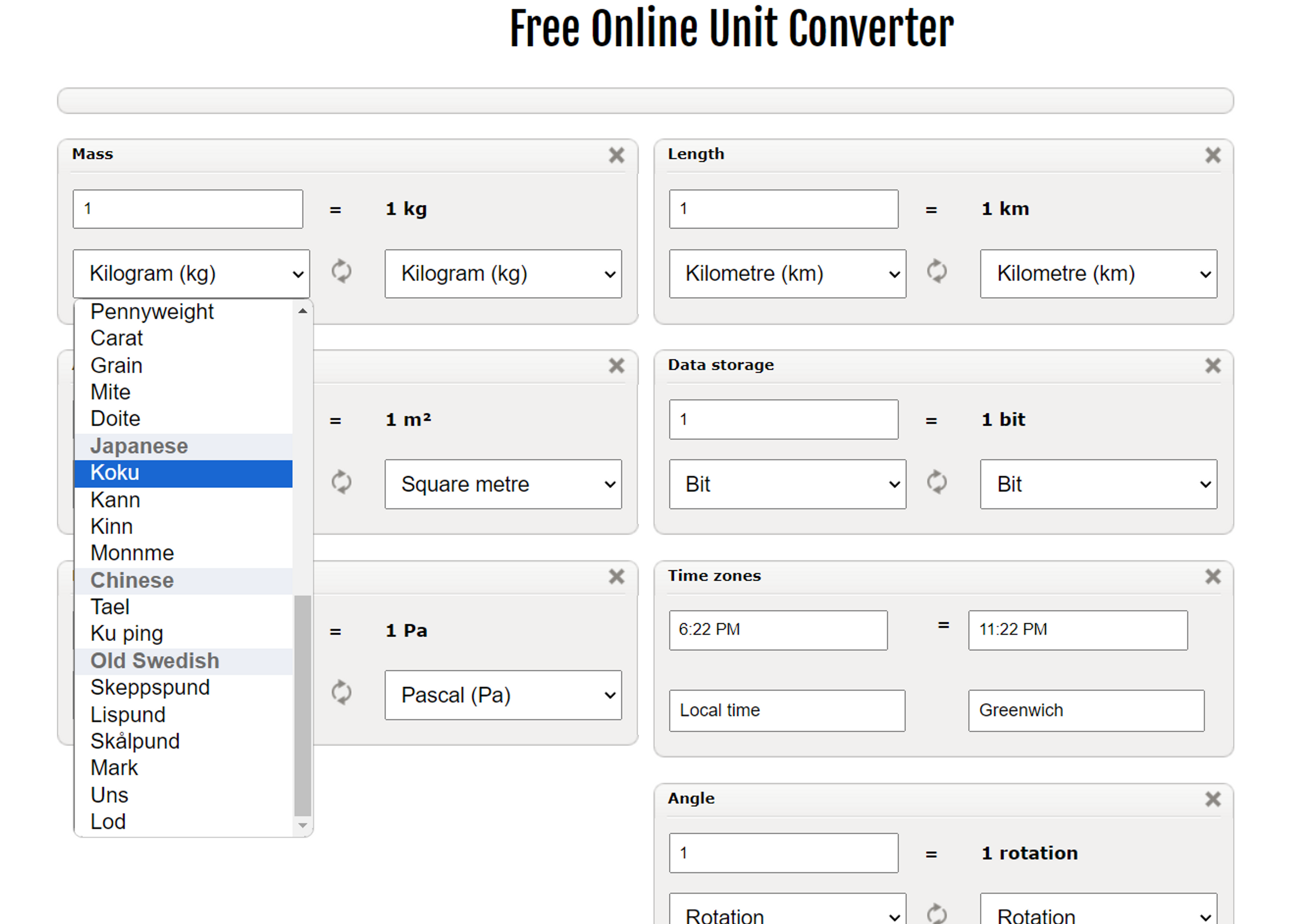 Free Online Unit Converter