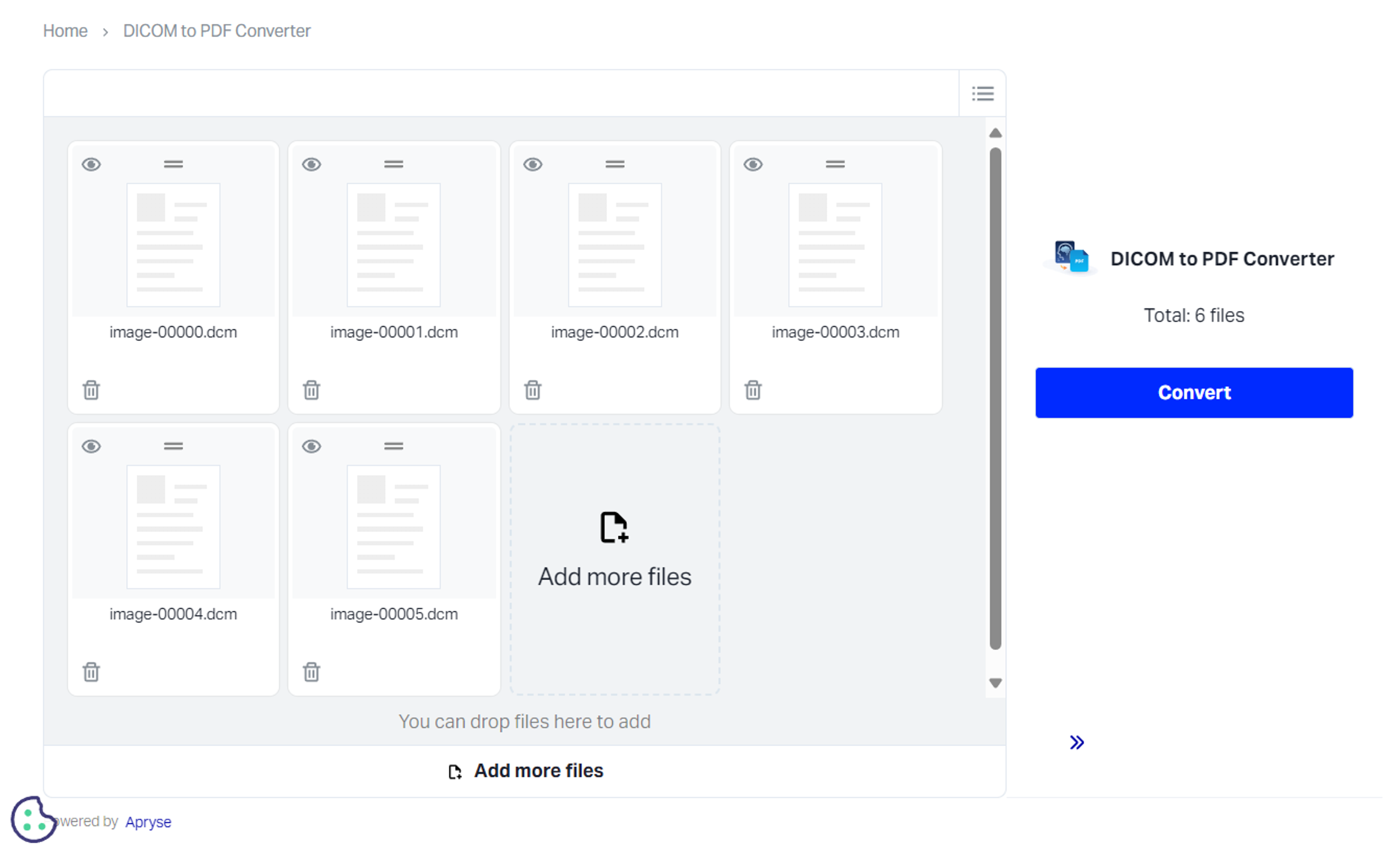 Converting DICOM images to PDF online