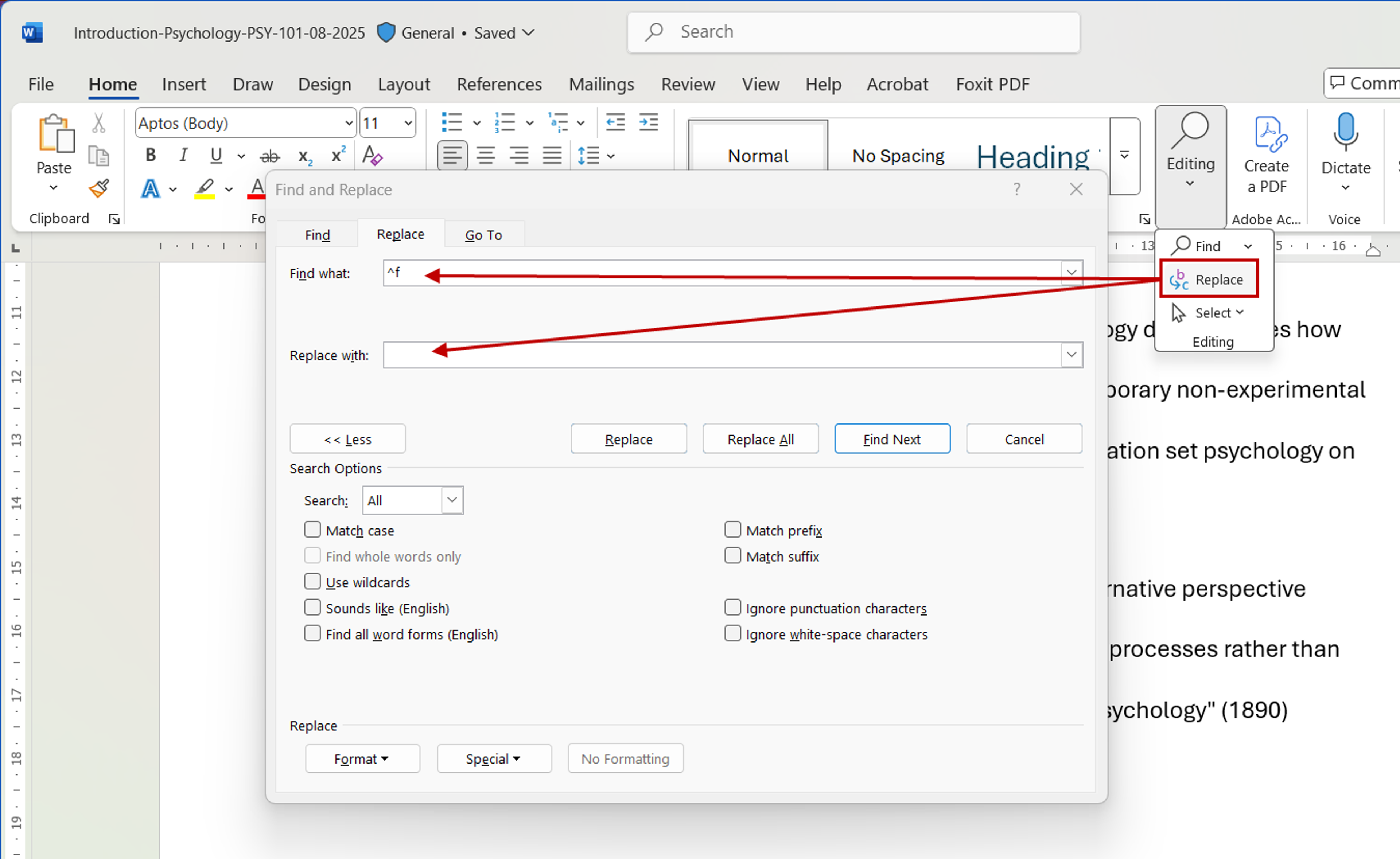 Steps to delete all footnotes in Microsoft Word