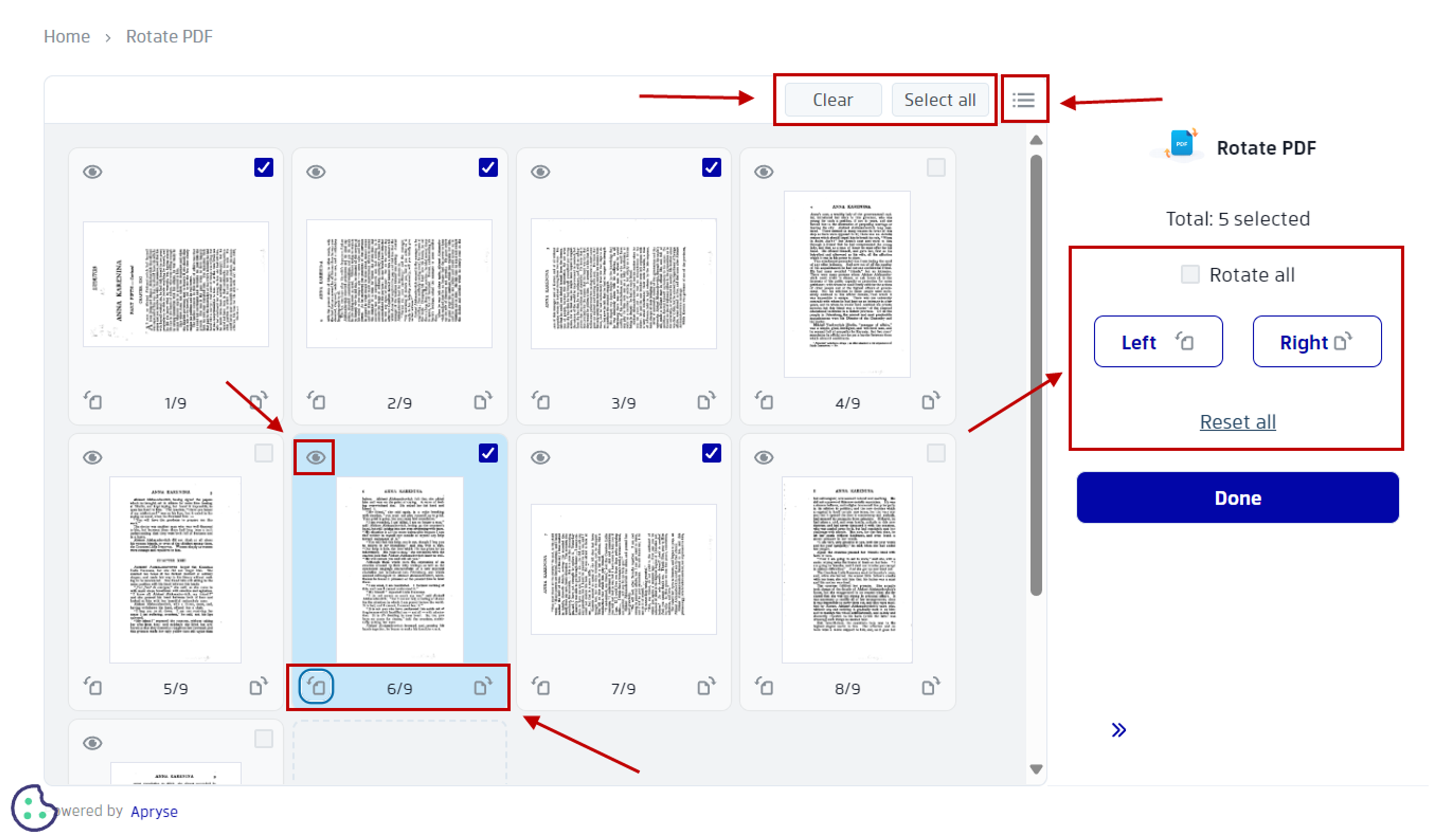 Rotate PDF pages online 