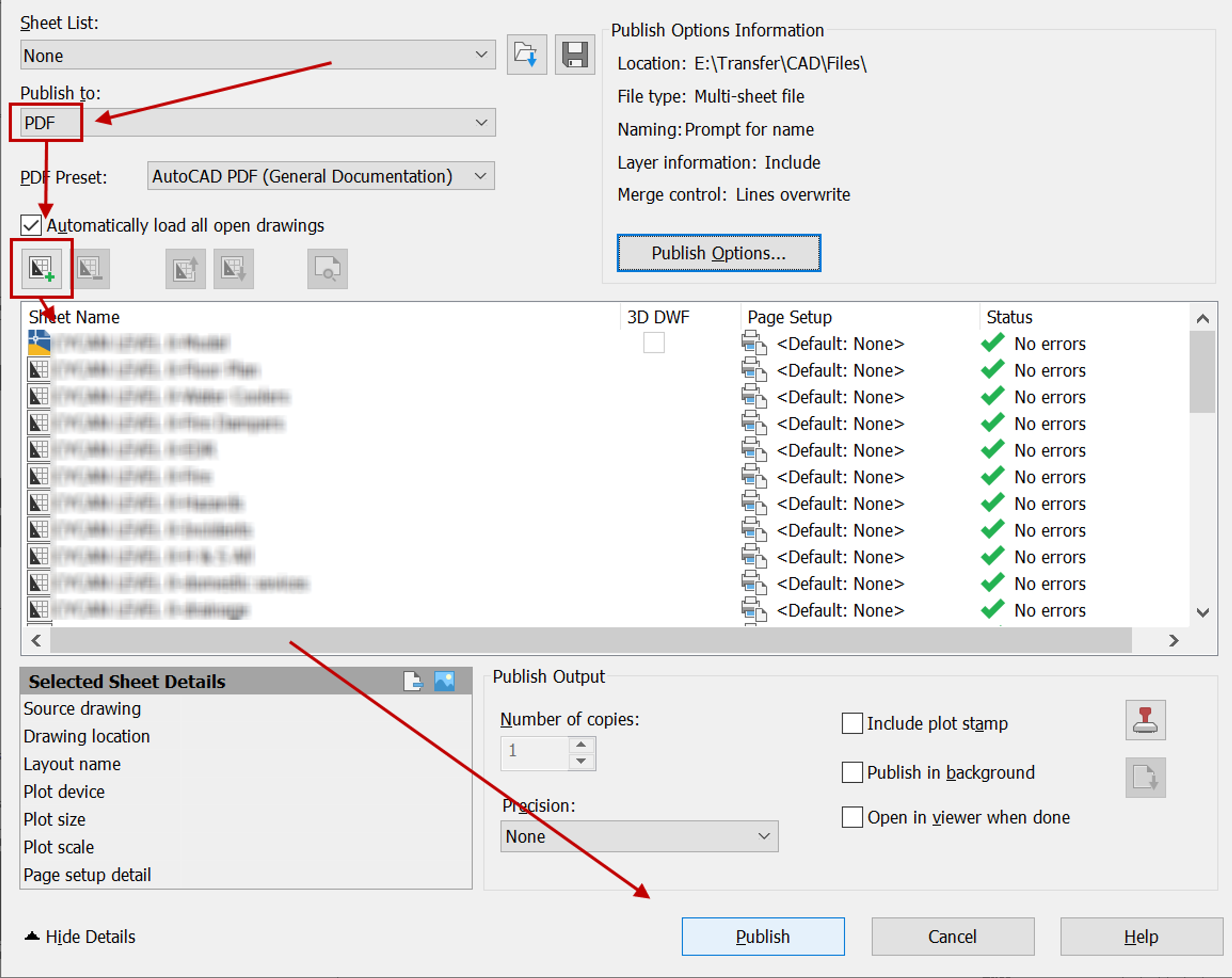 Exporting multiple DWG files to PDF in AutoCAD