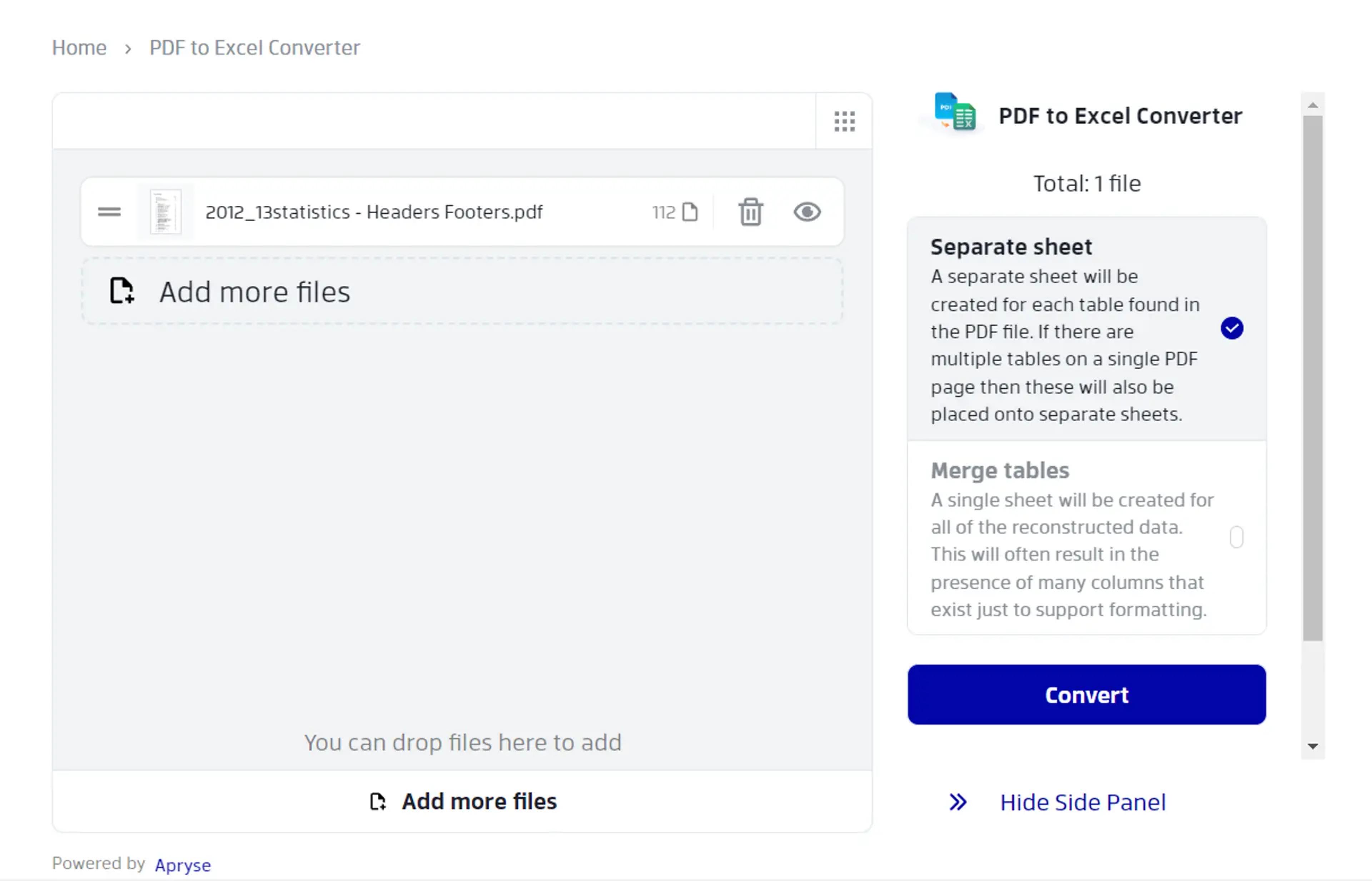 Converting PDF data into Excel using Xodo online