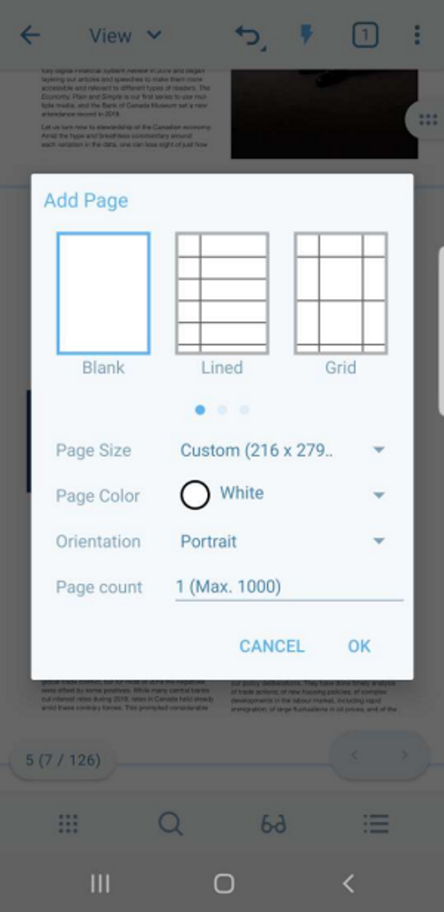Add a page to PDF on Android