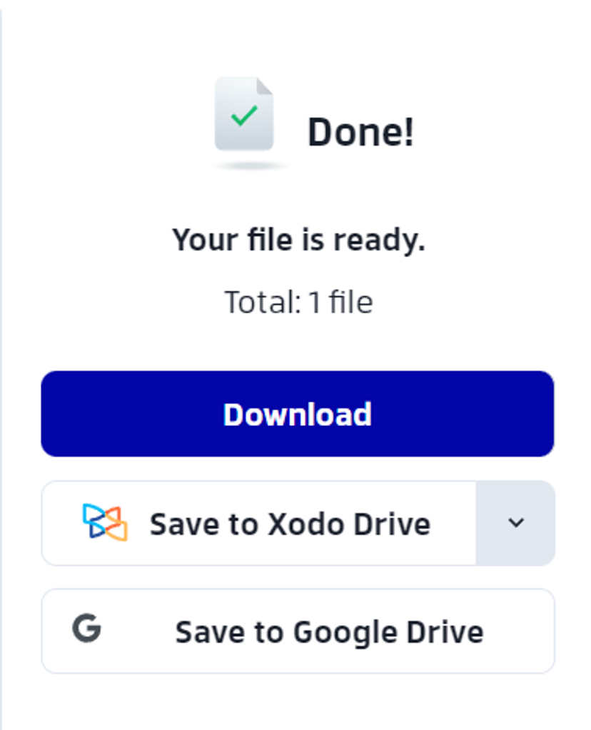  Xodo’s online PDF to Excel download options for conversion results 