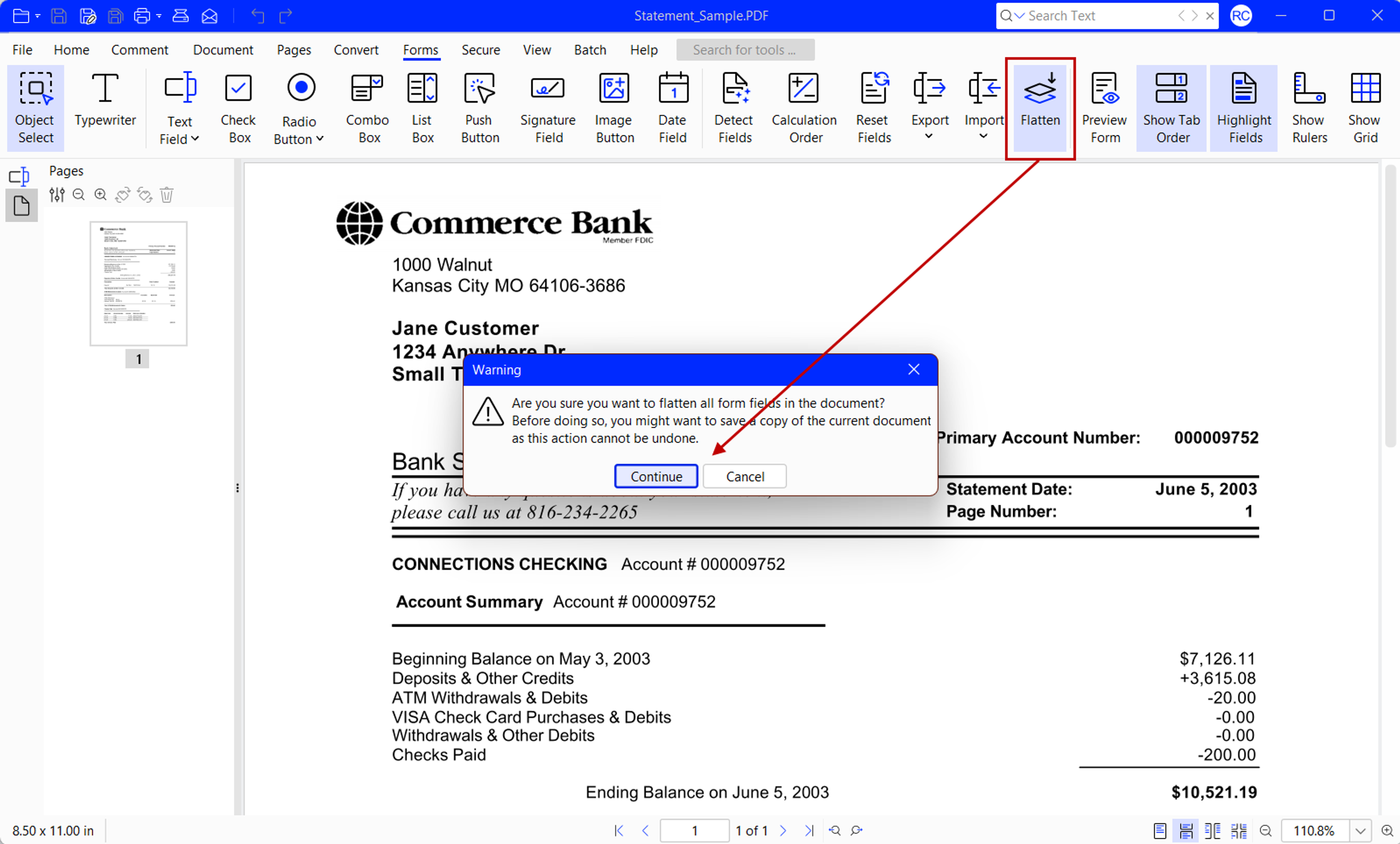 Flattening a PDF file in Xodo PDF Studio