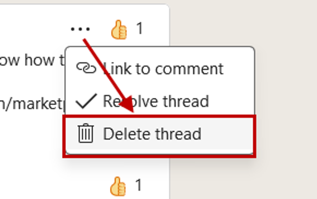 Deleting comments in a thread