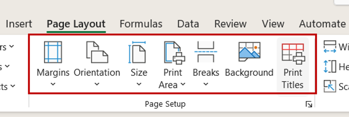 Page layout options to save Excel to PDF
