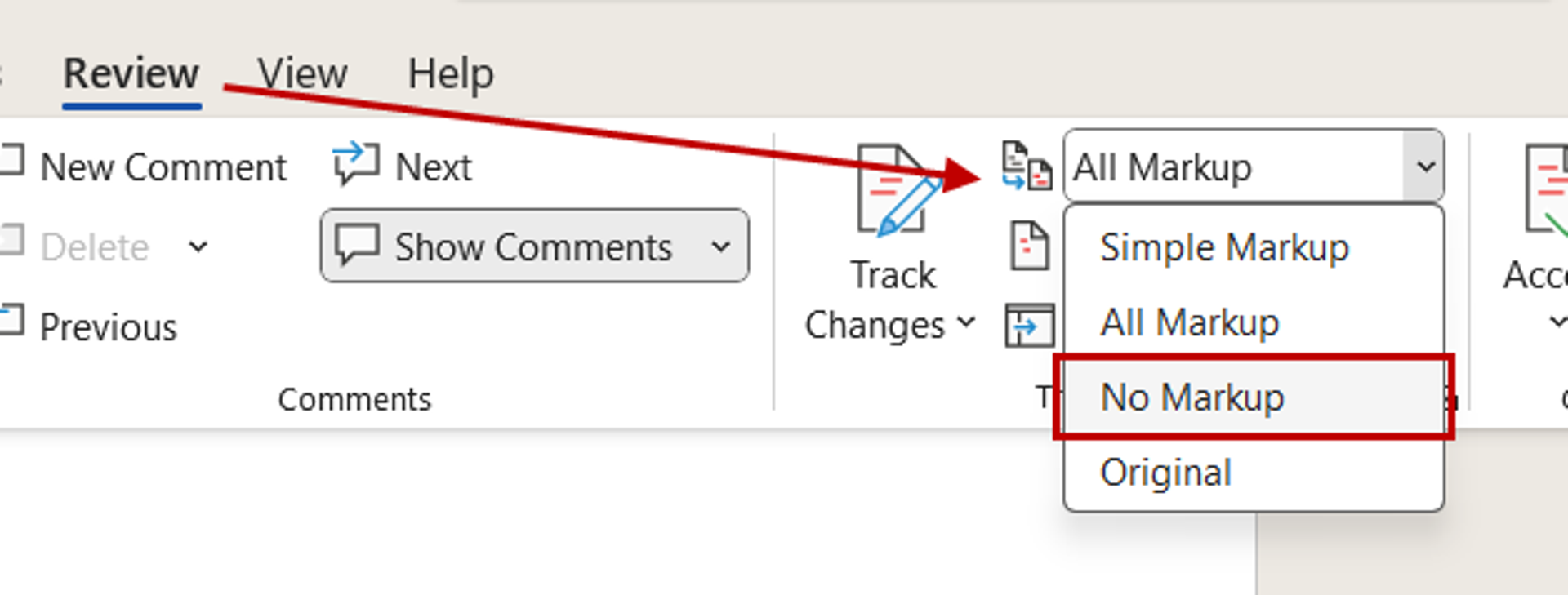 Remove comments in Word when printing