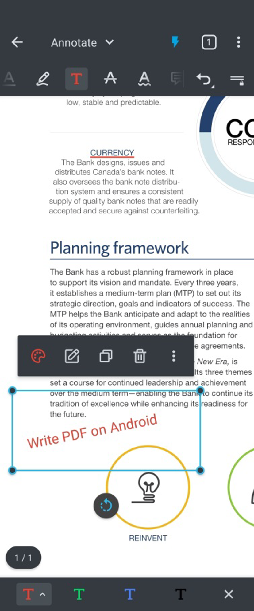 Typing on PDF on Android using Xodo app